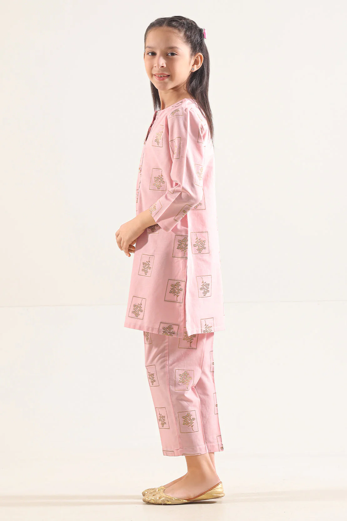 Stitched Cotton Jacquard Shirt/trouser For Kids - Image 3