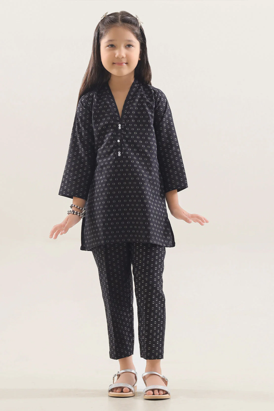 Stitched Cotton Jacquard Shirt/trouser For Kids - Image 2