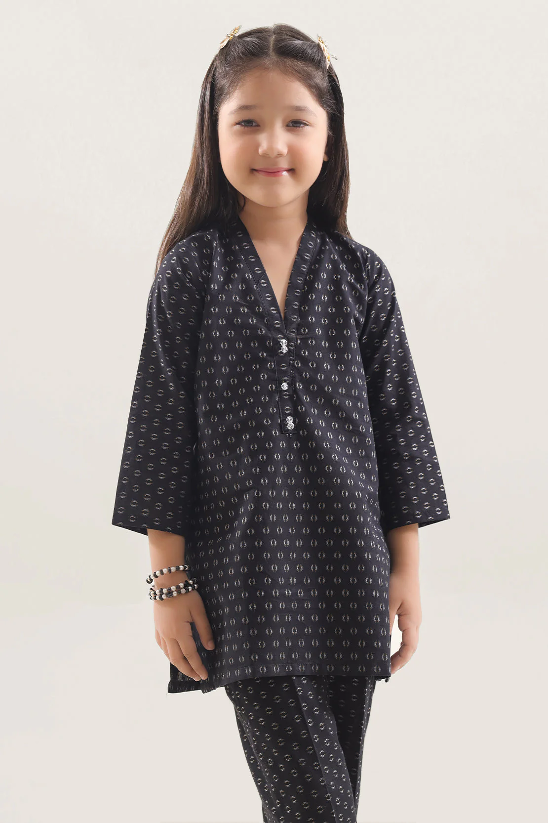 Stitched Cotton Jacquard Shirt/trouser For Kids - Image 4