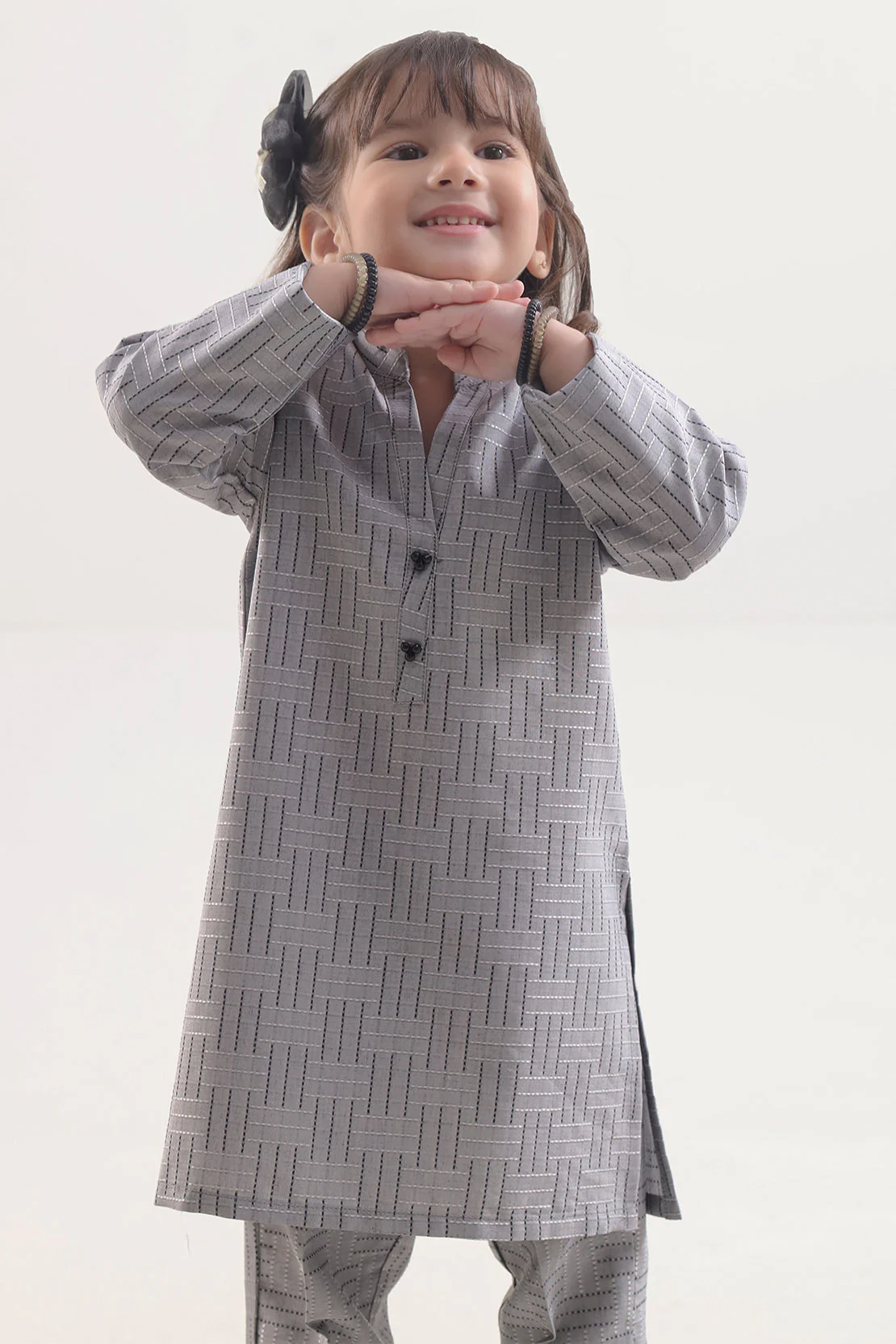 Stitched Cotton Jacquard Shirt/trouser For Kids - Image 3
