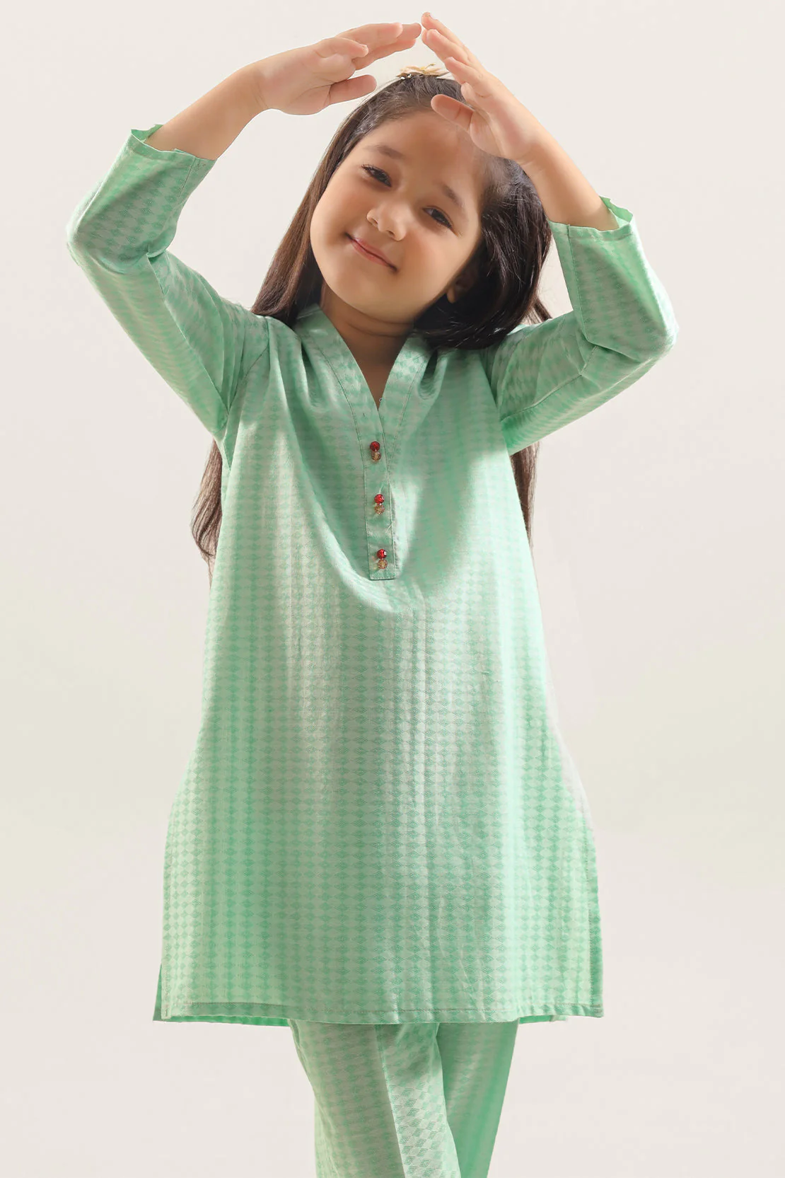 Stitched Cotton Jacquard Shirt/trouser For Kids - Image 4