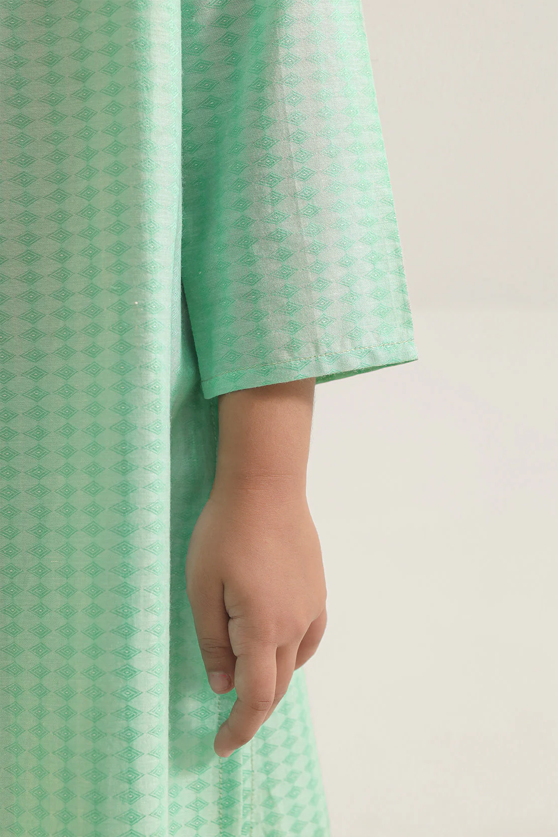 Stitched Cotton Jacquard Shirt/trouser For Kids - Image 6