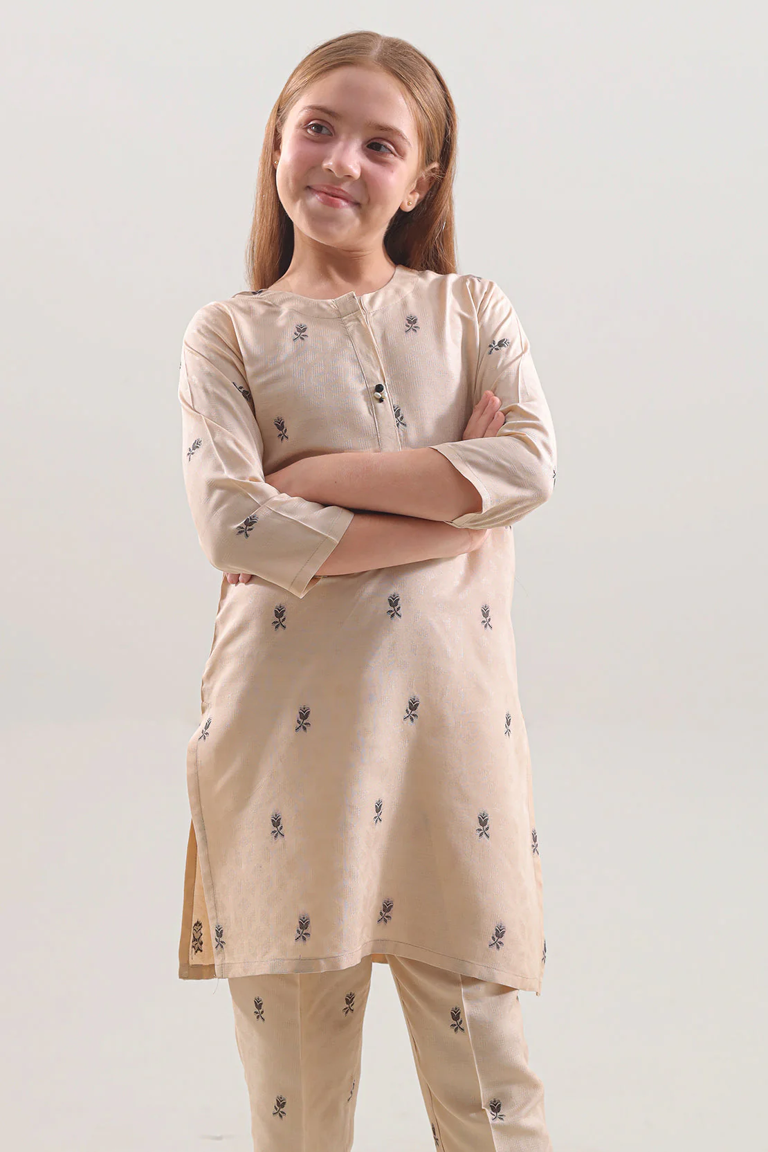 Stitched Cotton Jacquard Shirt/trouser For Kids - Image 2