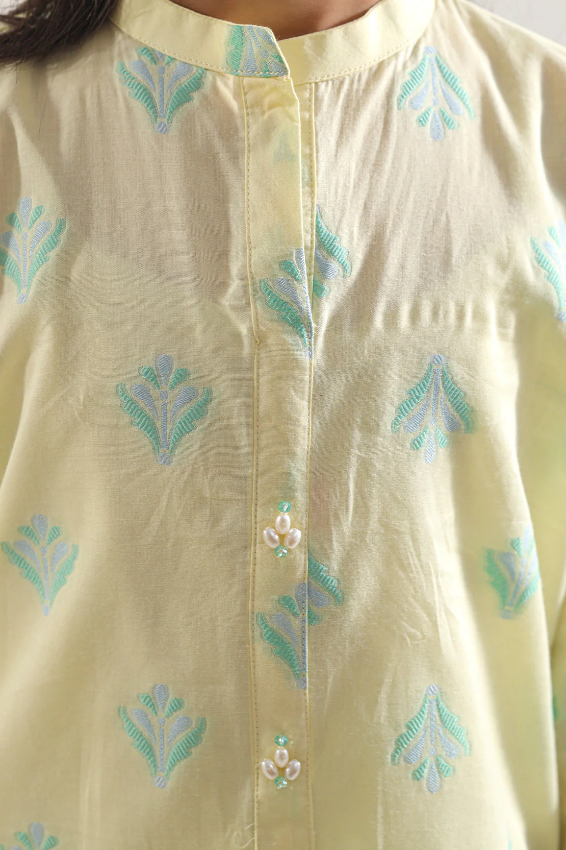 Stitched Cotton Jacquard Shirt/trouser For Kids - Image 4