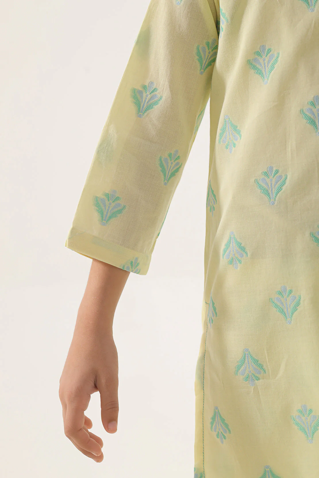 Stitched Cotton Jacquard Shirt/trouser For Kids - Image 5