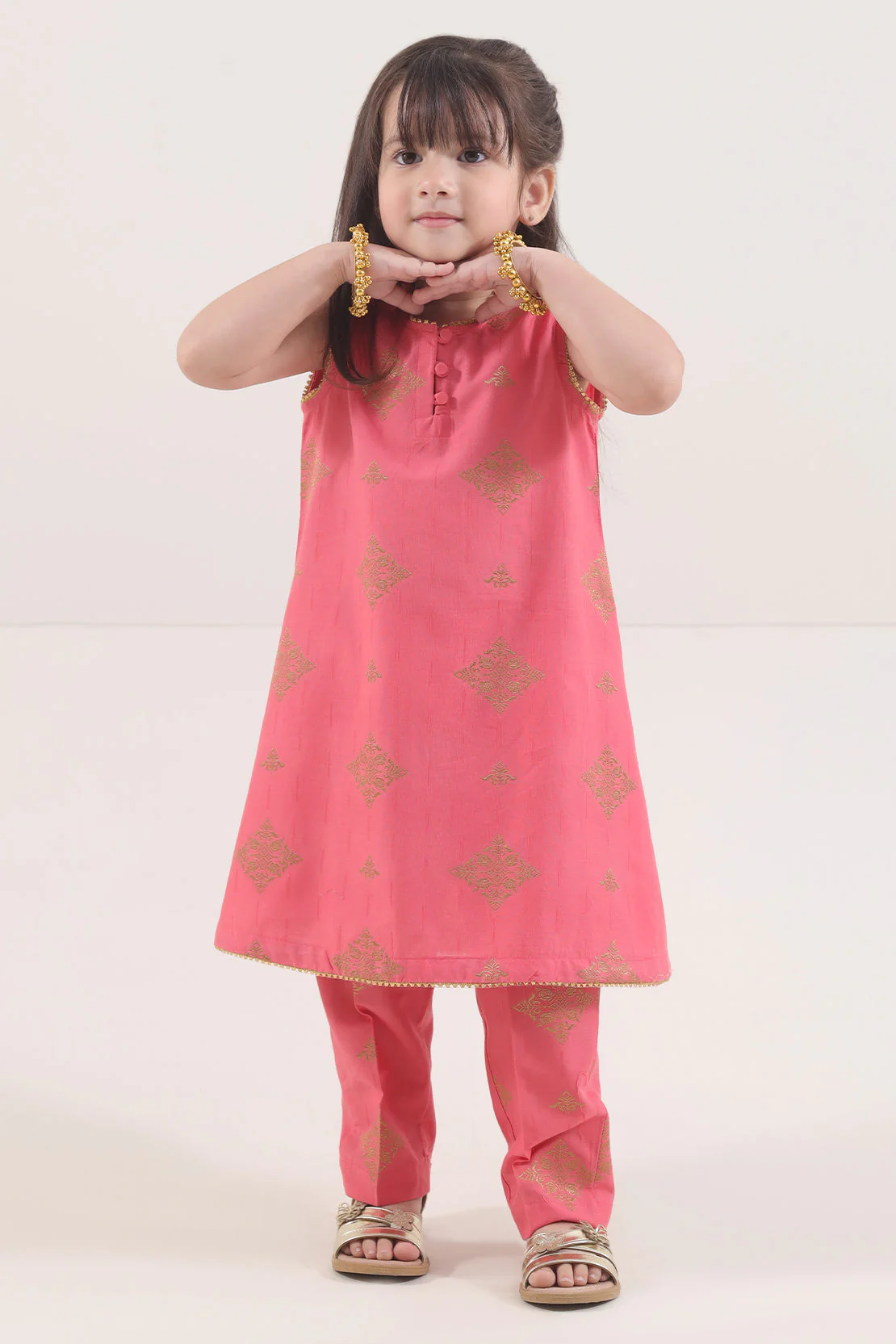 Stitched Cotton Jacquard Shirt/trouser For Kids - Image 2