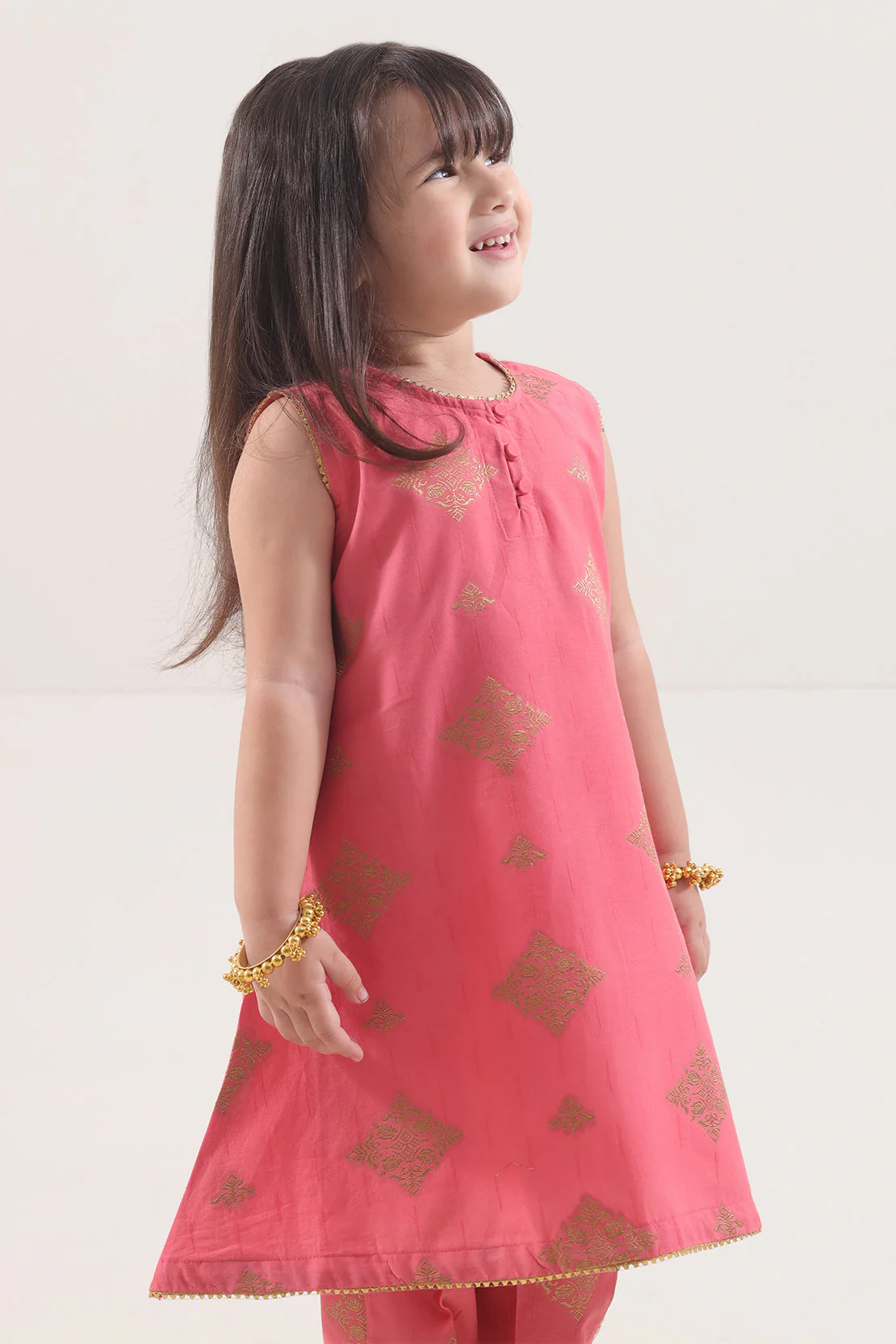 Stitched Cotton Jacquard Shirt/trouser For Kids - Image 4