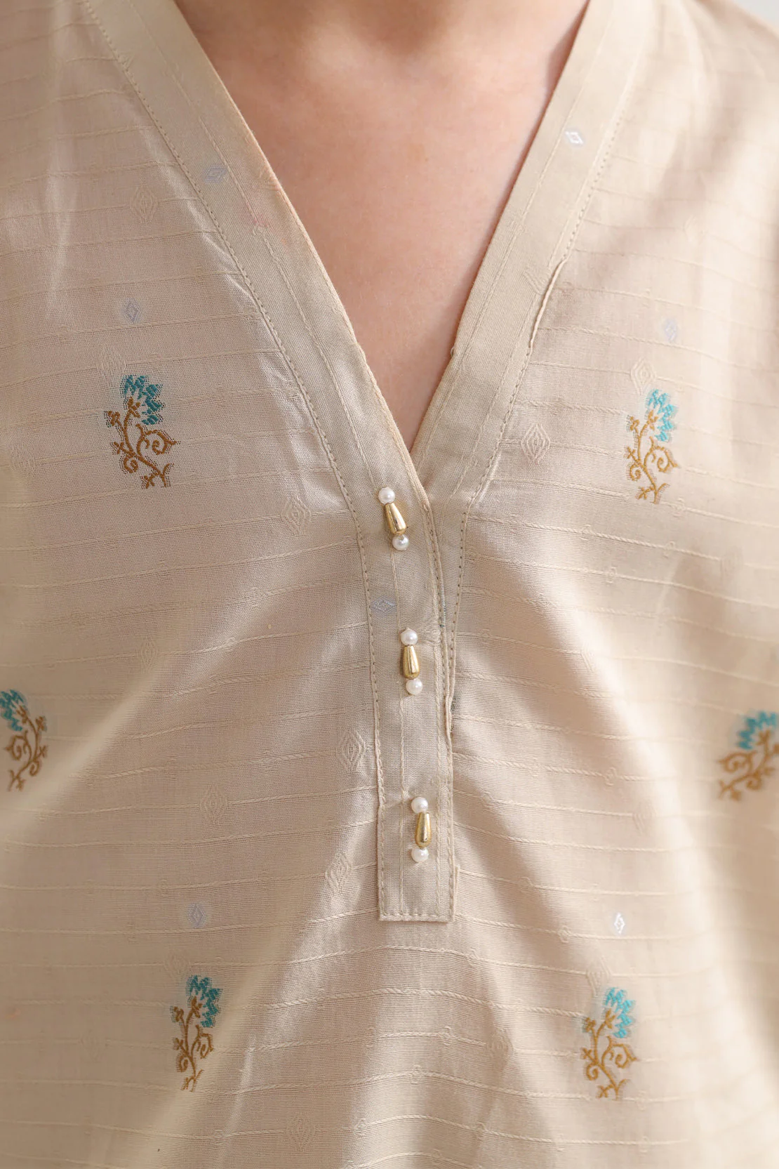 Stitched Cotton Jacquard Shirt/trouser For Kids - Image 4