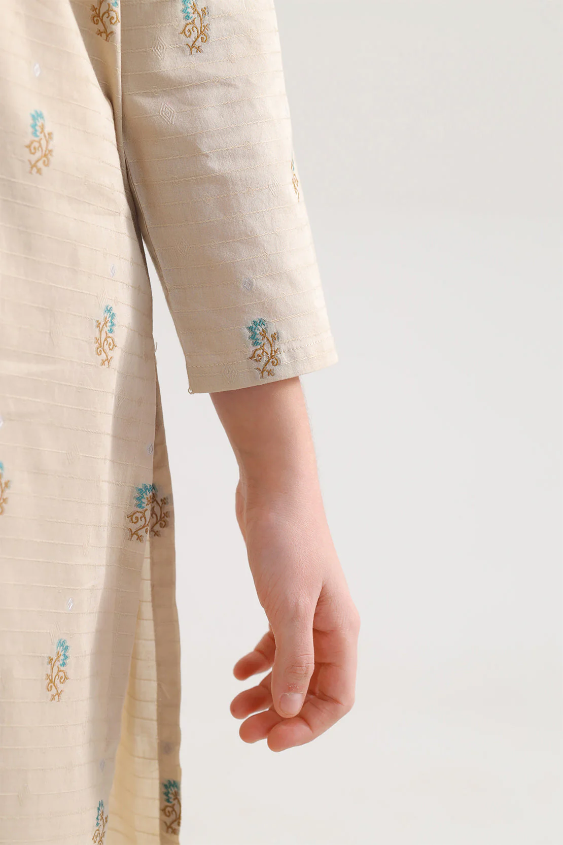 Stitched Cotton Jacquard Shirt/trouser For Kids - Image 5