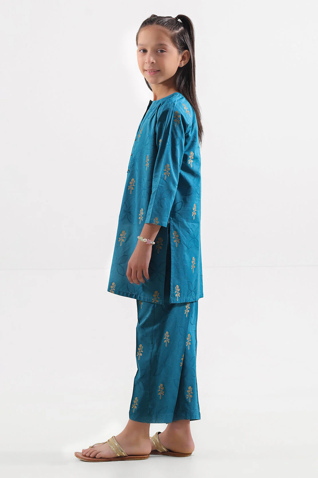Stitched Cotton Jacquard Shirt/trouser For Kids - Image 3