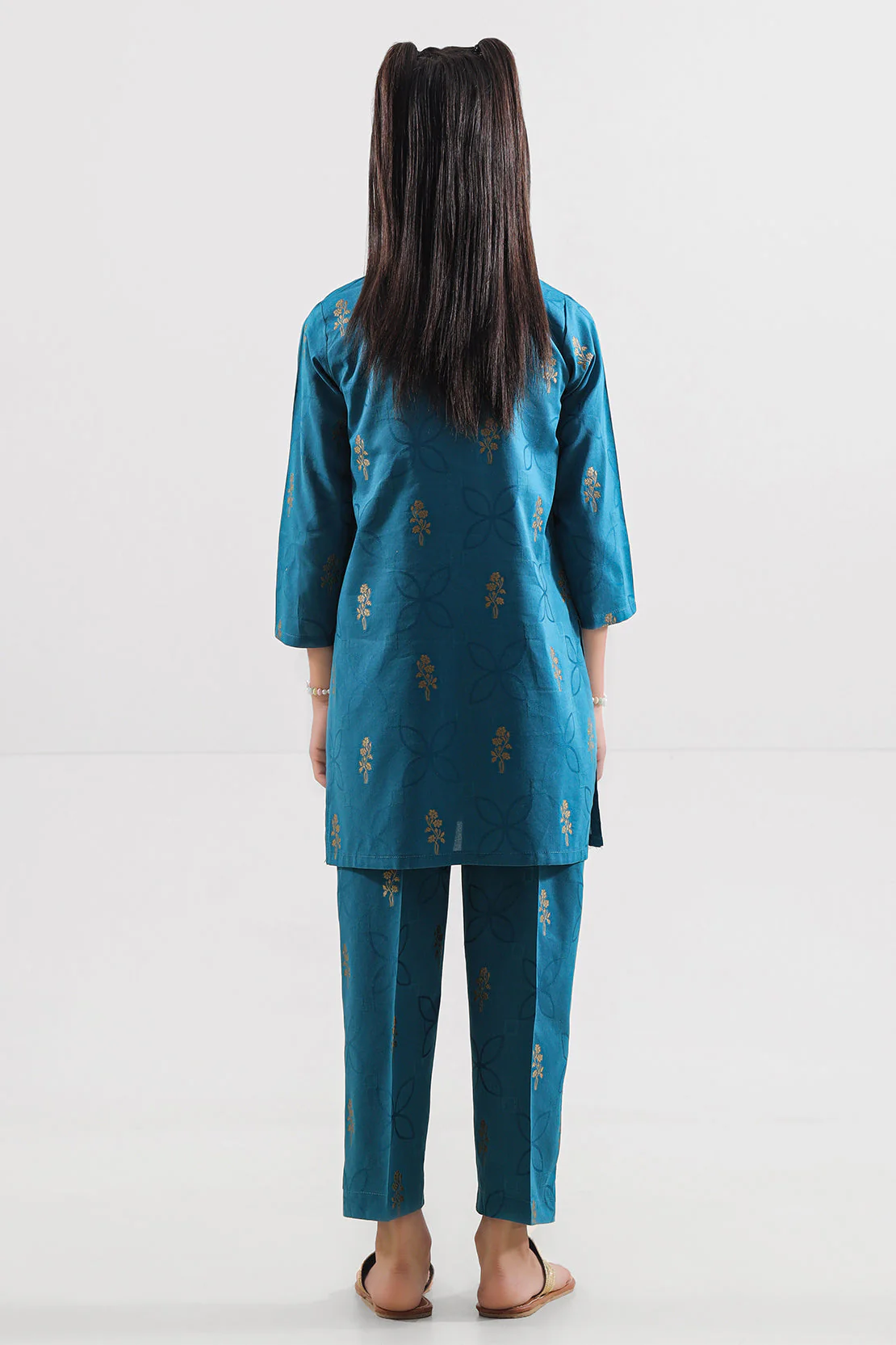 Stitched Cotton Jacquard Shirt/trouser For Kids - Image 4