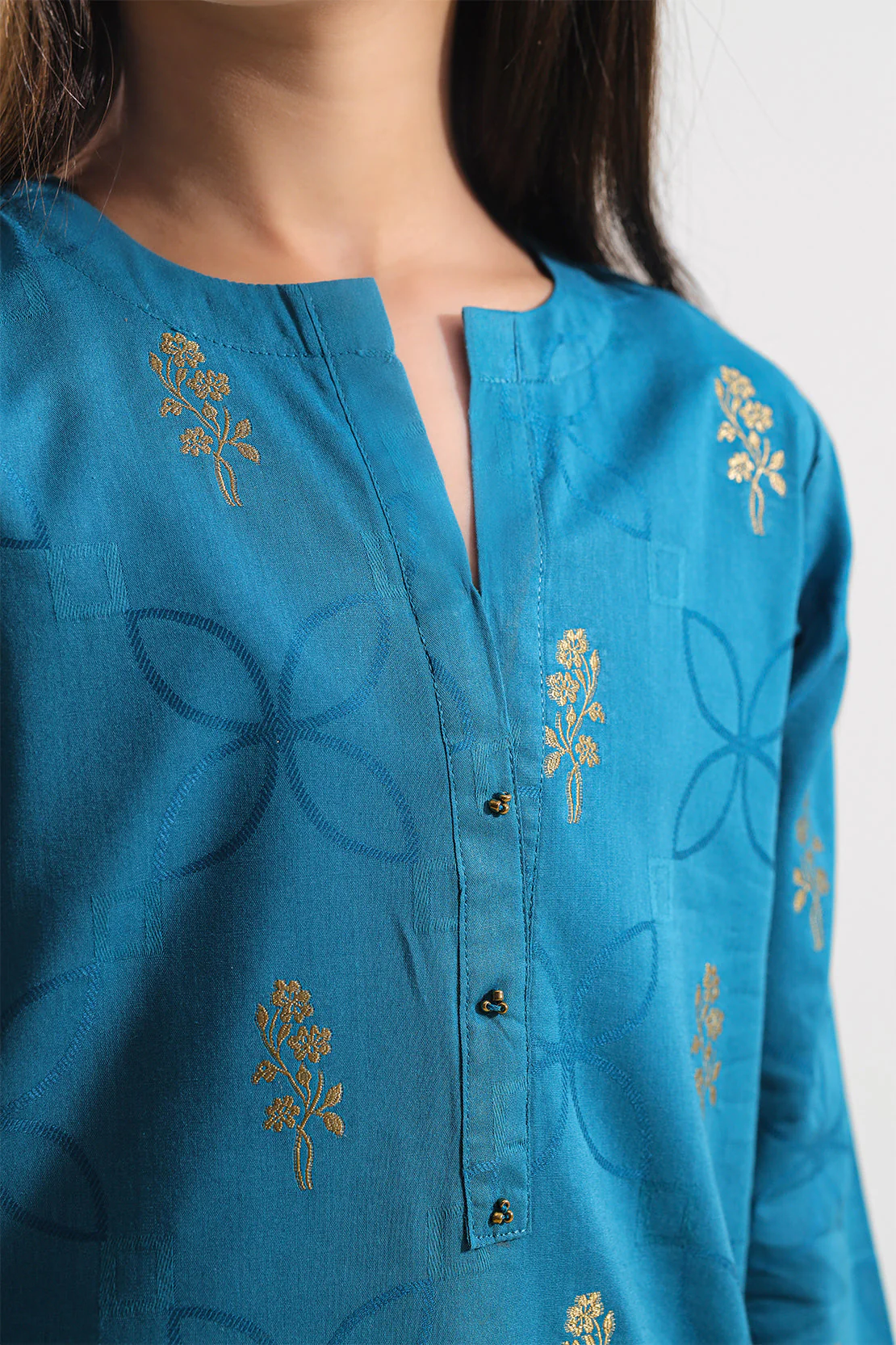 Stitched Cotton Jacquard Shirt/trouser For Kids - Image 5