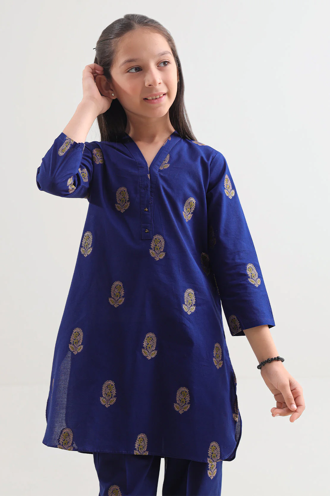 Stitched Cotton Jacquard Shirt/Trouser For Kids - Image 2