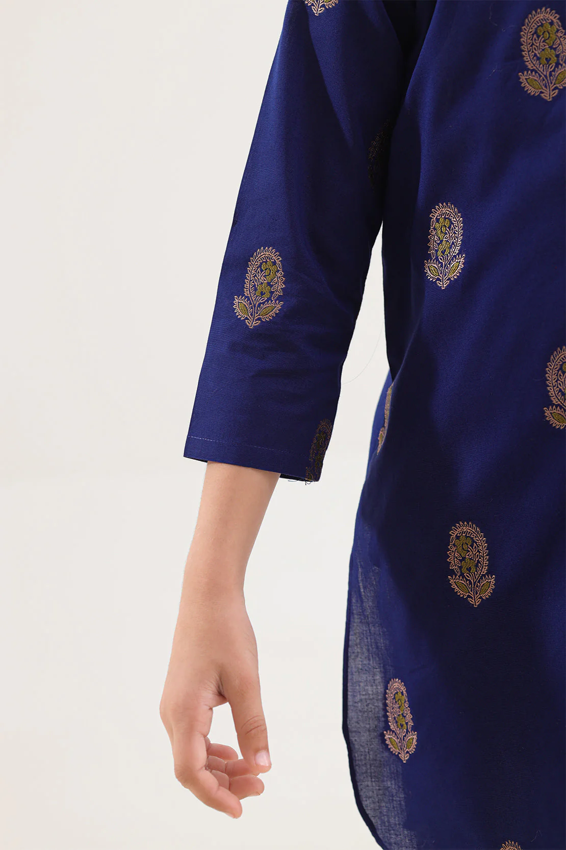 Stitched Cotton Jacquard Shirt/Trouser For Kids - Image 4