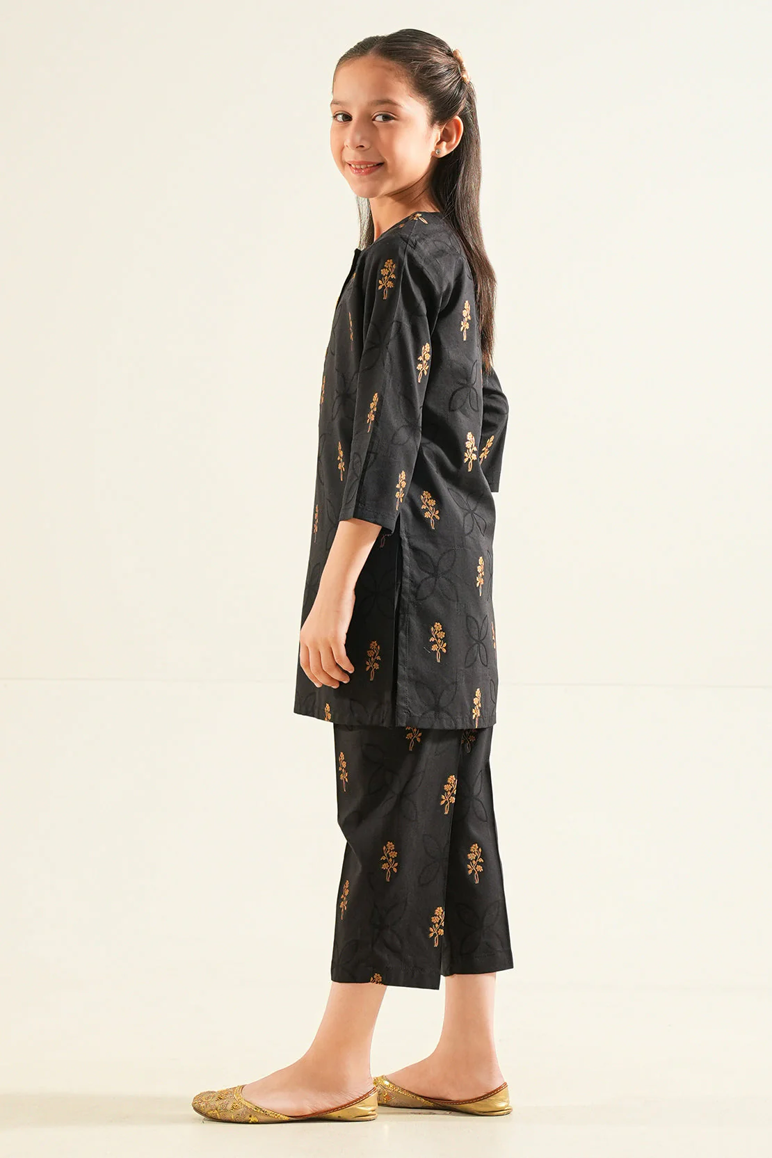 Stitched Cotton Jacquard Shirt/trouser For Kids - Image 2