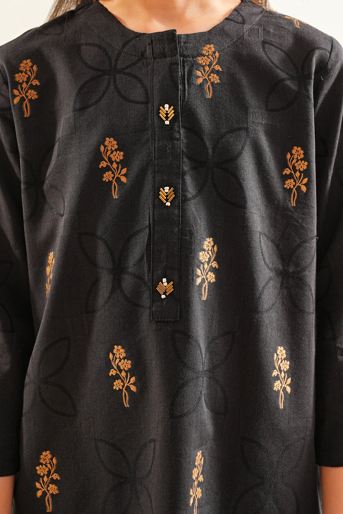 Stitched Cotton Jacquard Shirt/trouser For Kids - Image 4