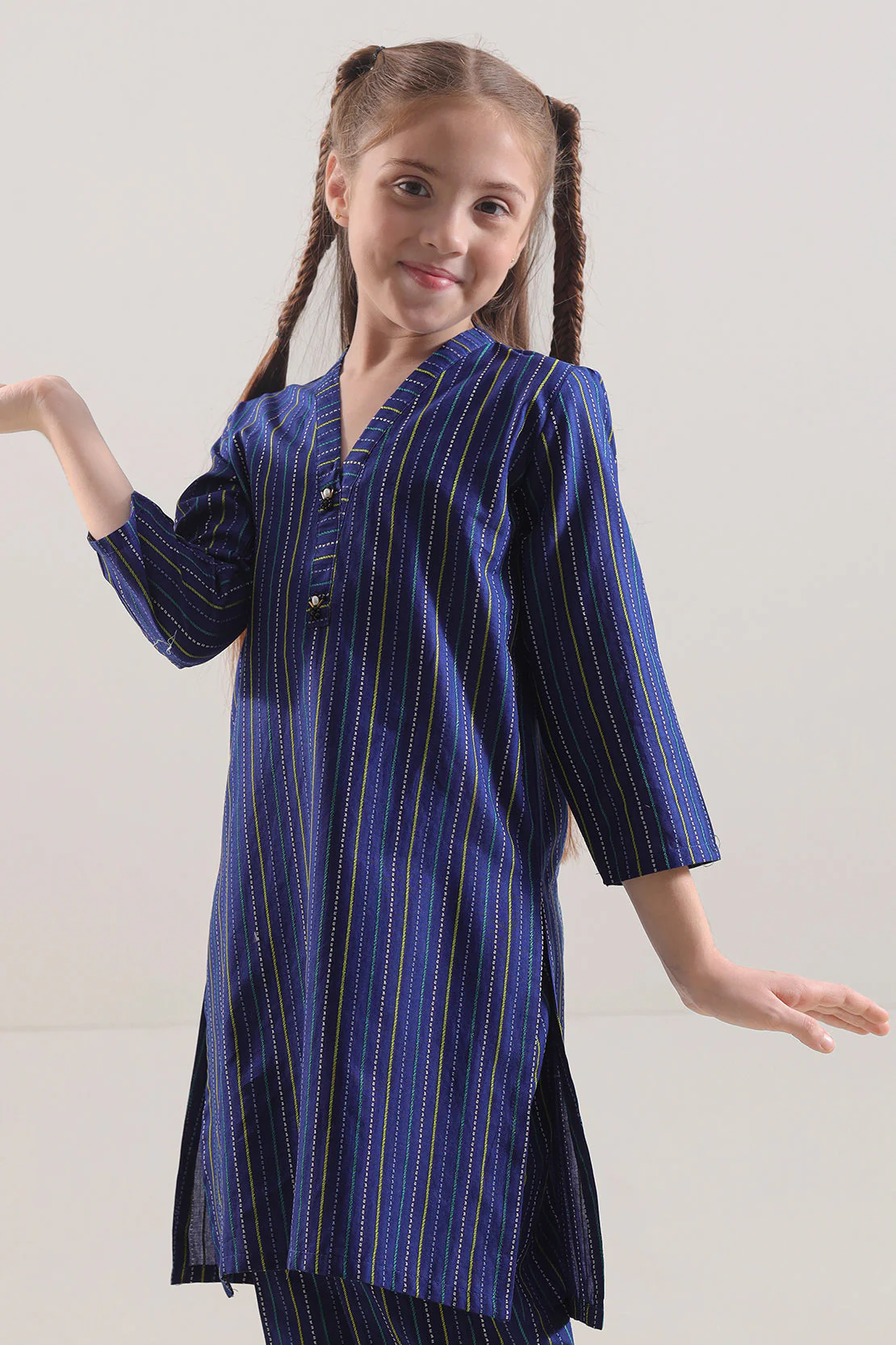 Stitched Cotton Jacquard Shirt/trouser For Kids - Image 3