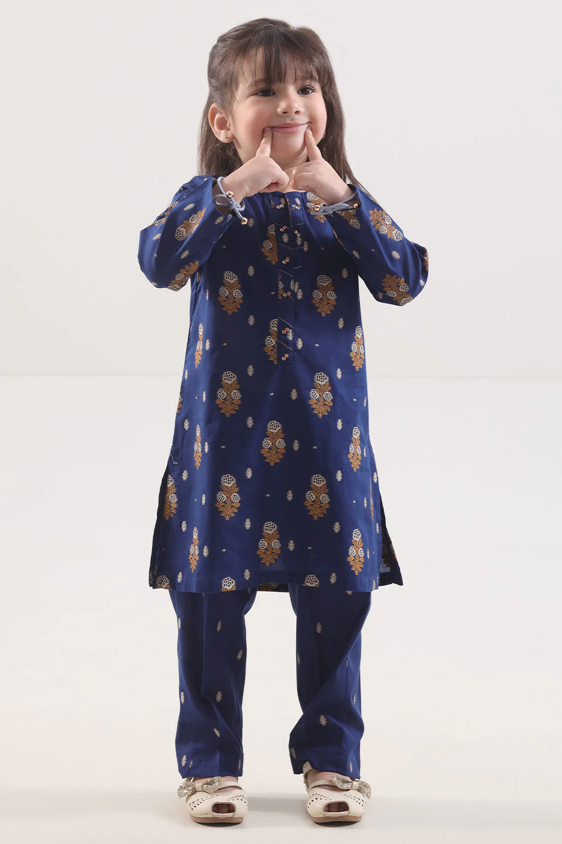 Stitched Cotton Jacquard Shirt/trouser For Kids - Image 2