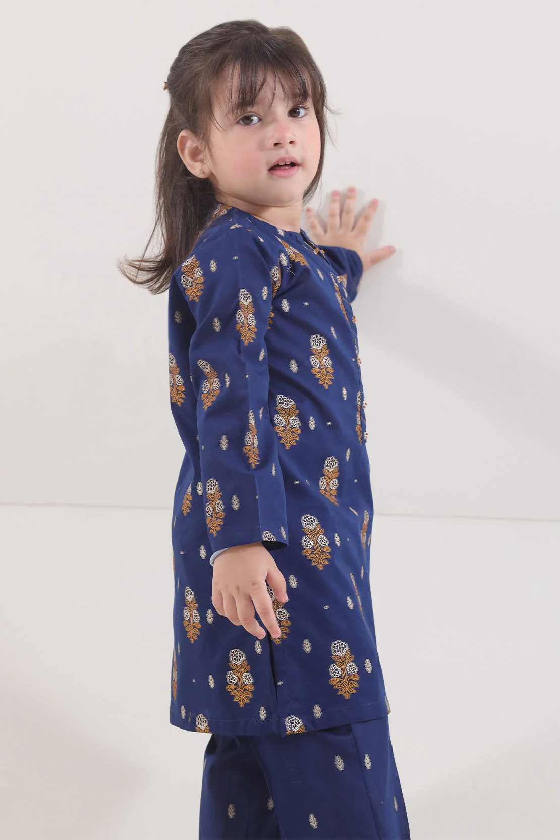Stitched Cotton Jacquard Shirt/trouser For Kids - Image 3