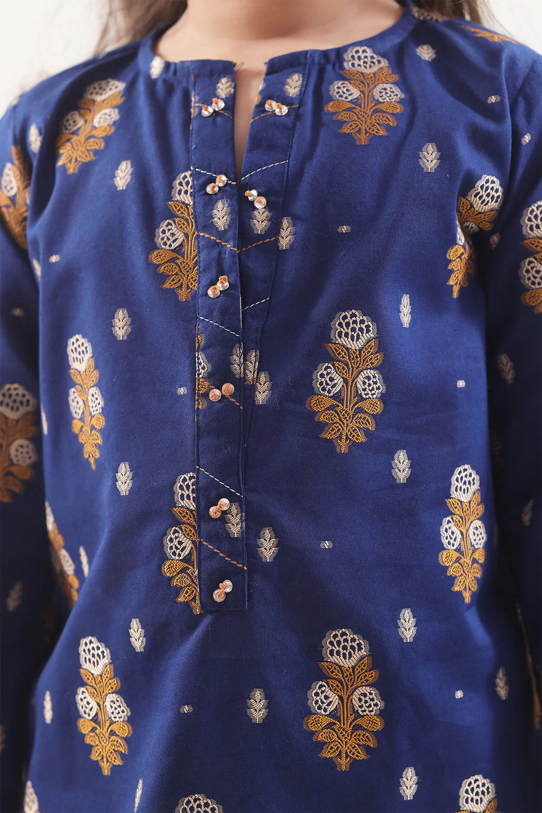 Stitched Cotton Jacquard Shirt/trouser For Kids - Image 5