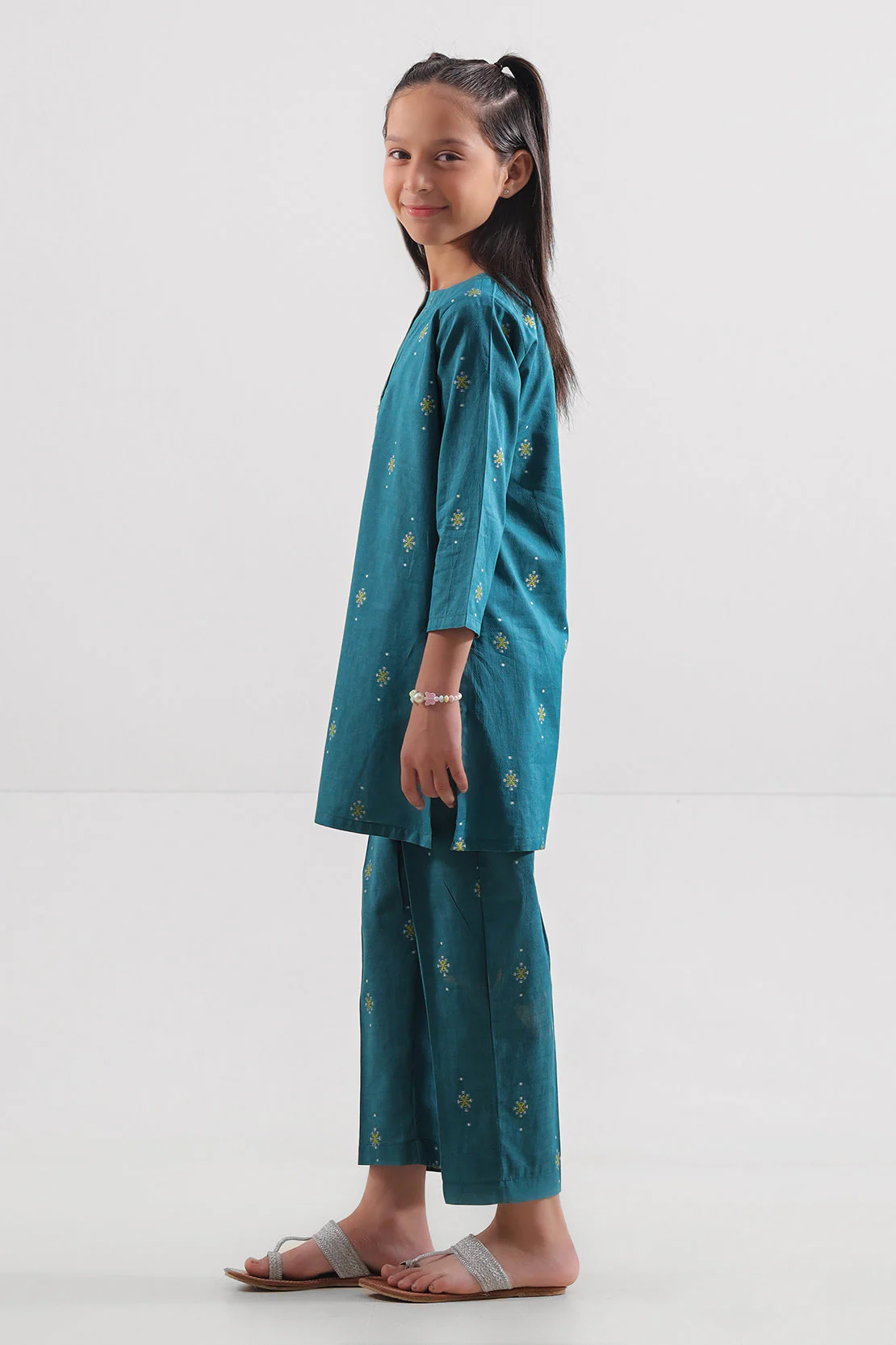Stitched Cotton Jacquard Shirt/trouser For Kids - Image 3