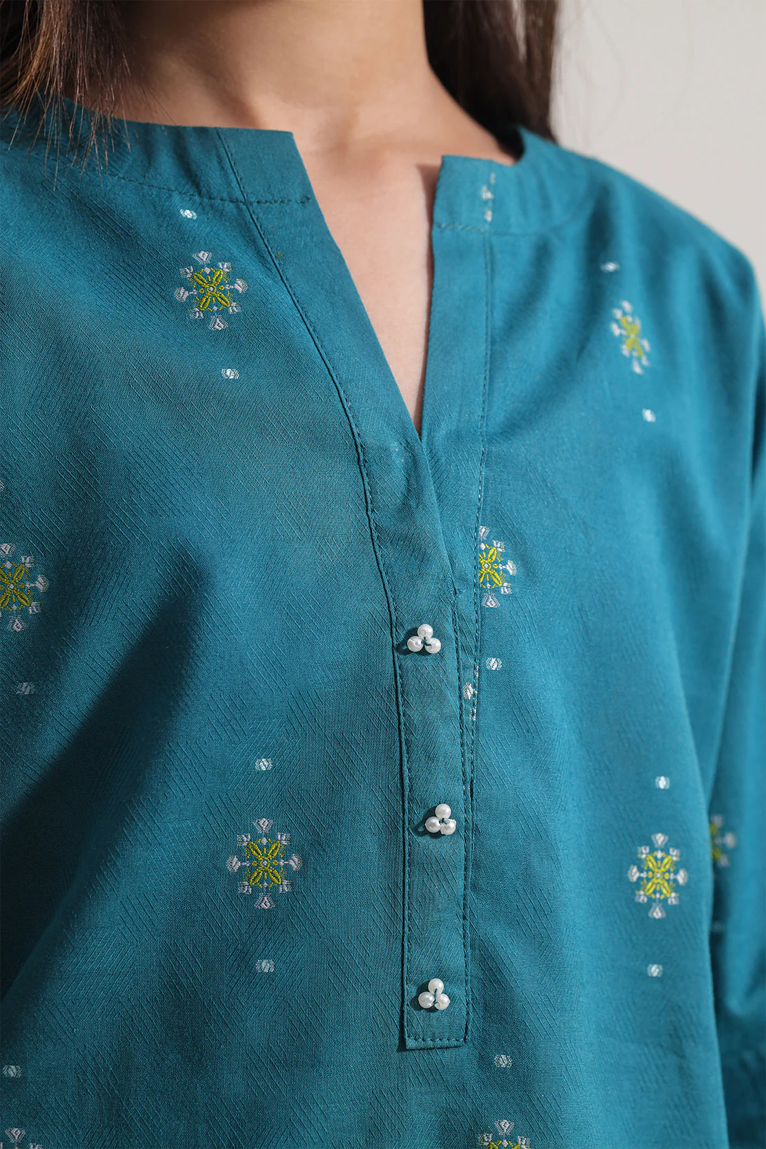 Stitched Cotton Jacquard Shirt/trouser For Kids - Image 4