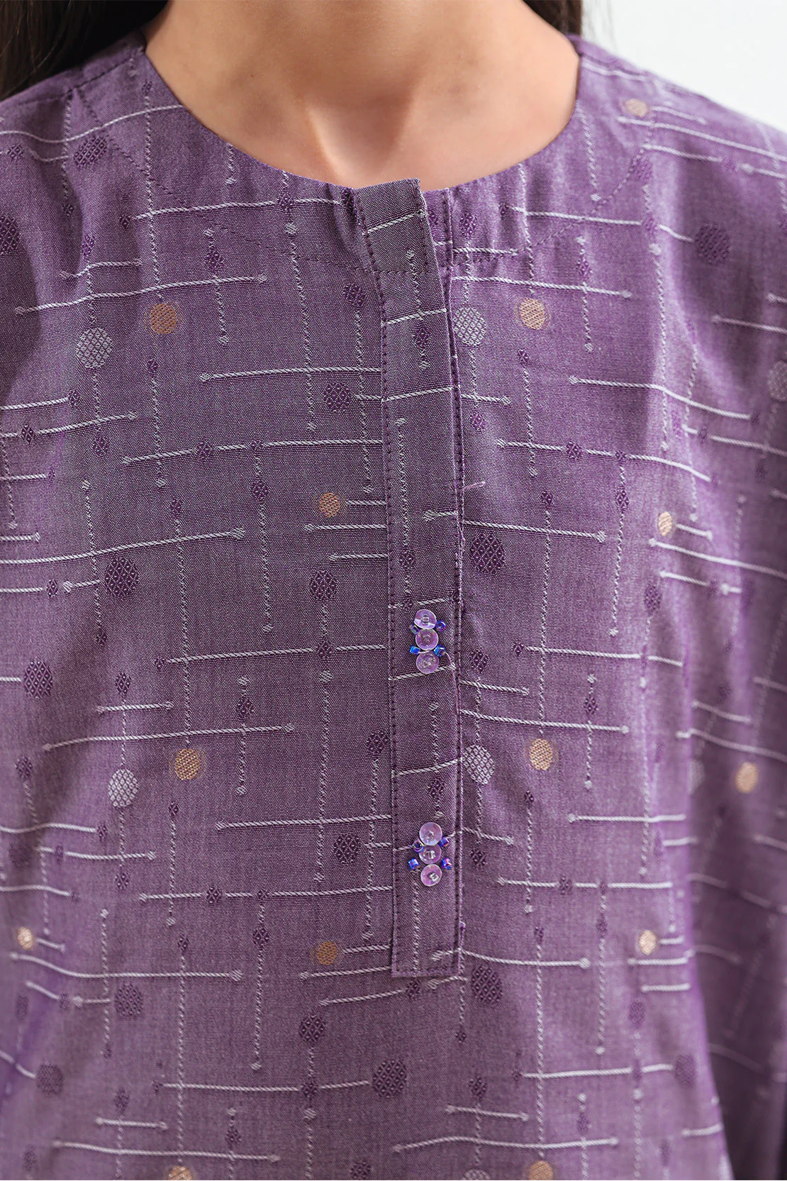 Stitched Cotton Jacquard Shirt/Trouser For Kids - Image 5