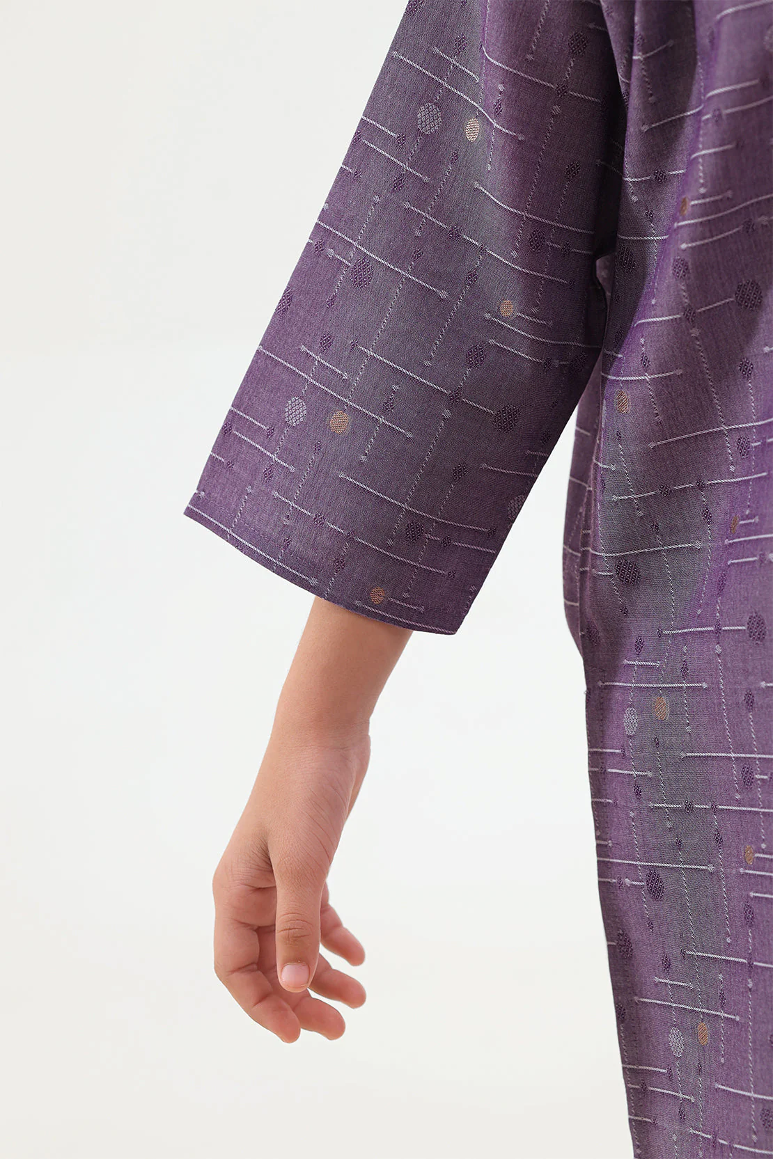 Stitched Cotton Jacquard Shirt/Trouser For Kids - Image 6