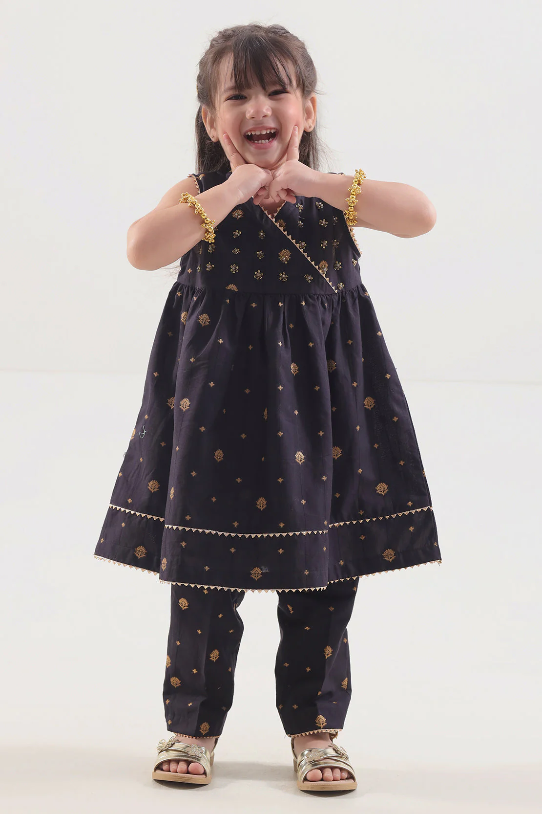Stitched Cotton Jacquard Shirt/trouser For Kids - Image 2
