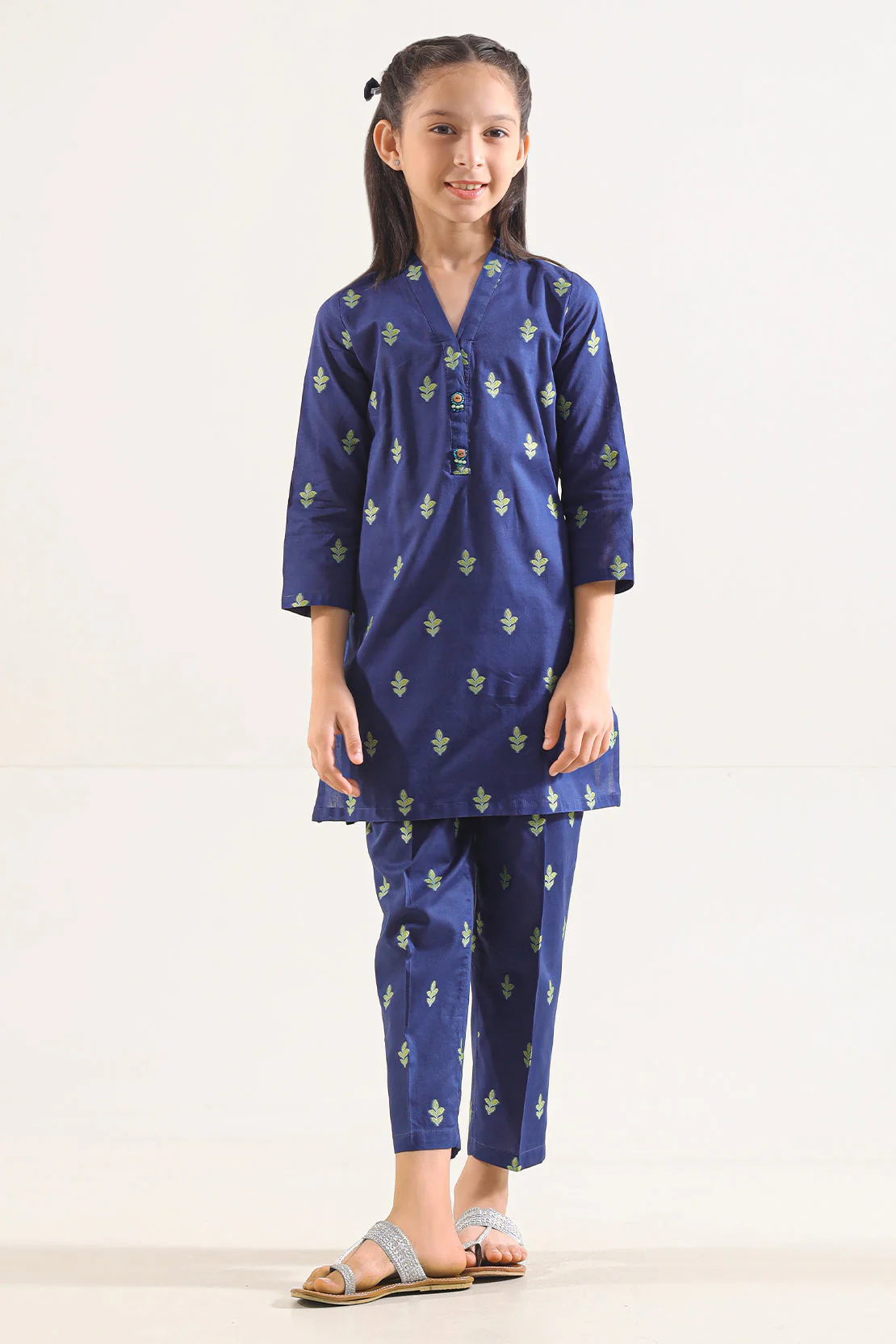 Stitched Cotton Jacquard Shirt/trouser For Kids - Image 2