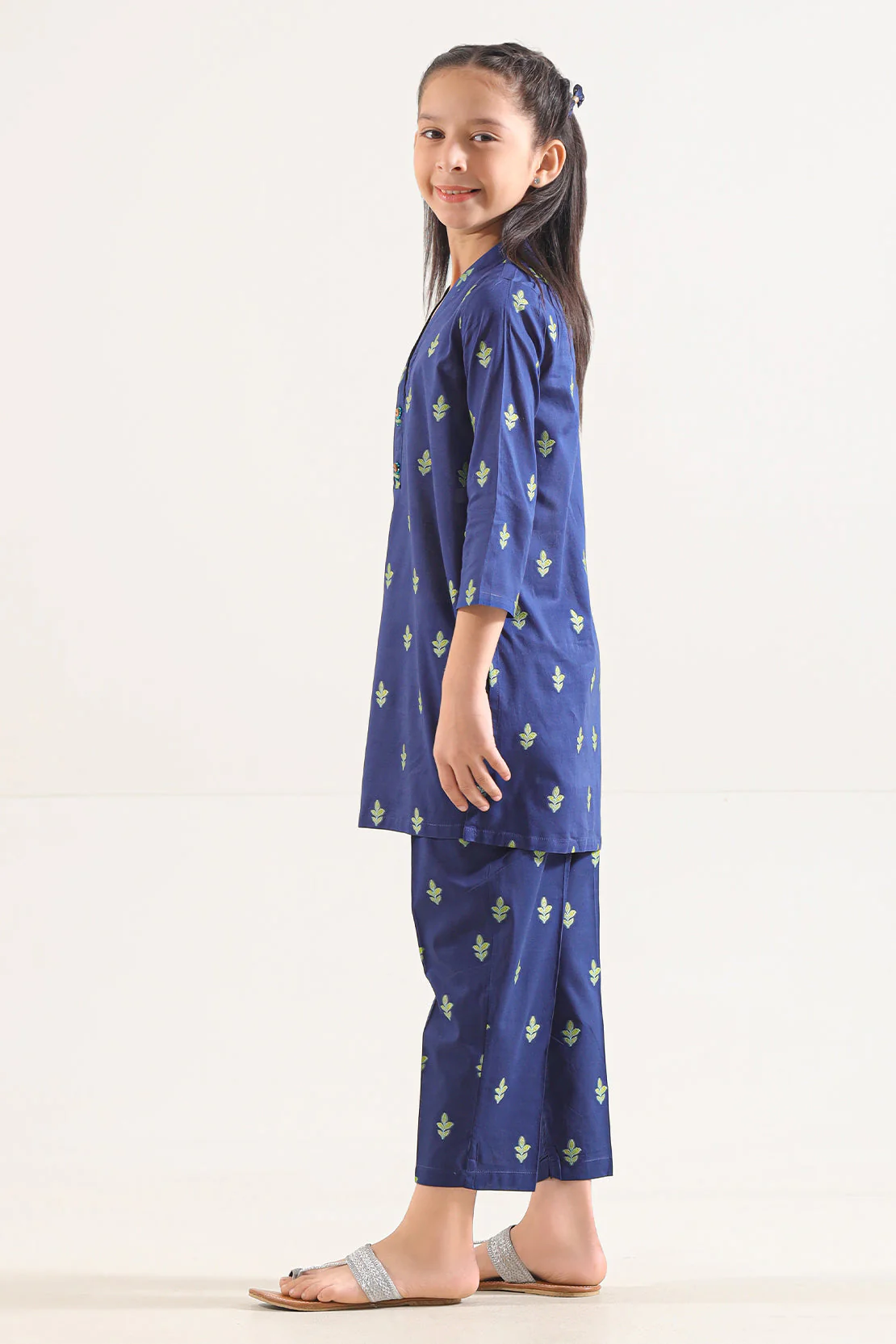 Stitched Cotton Jacquard Shirt/trouser For Kids - Image 3