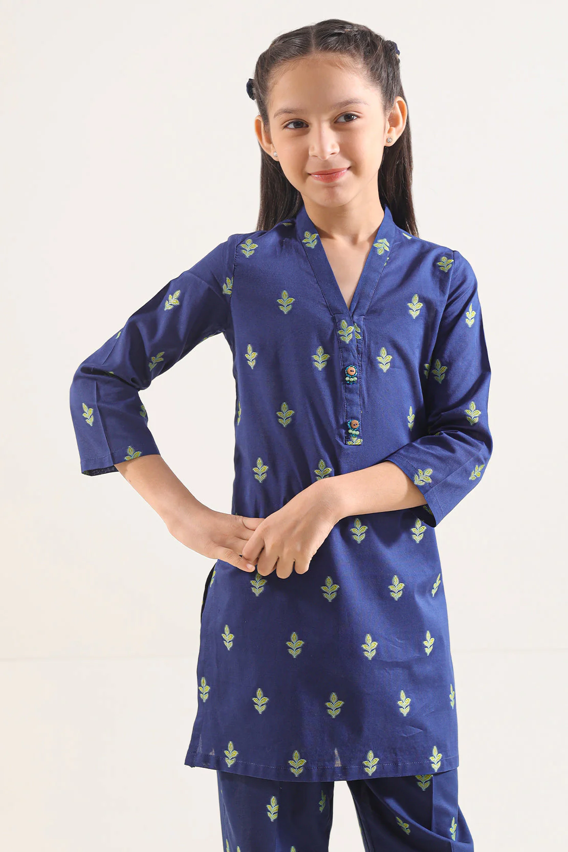 Stitched Cotton Jacquard Shirt/trouser For Kids - Image 5
