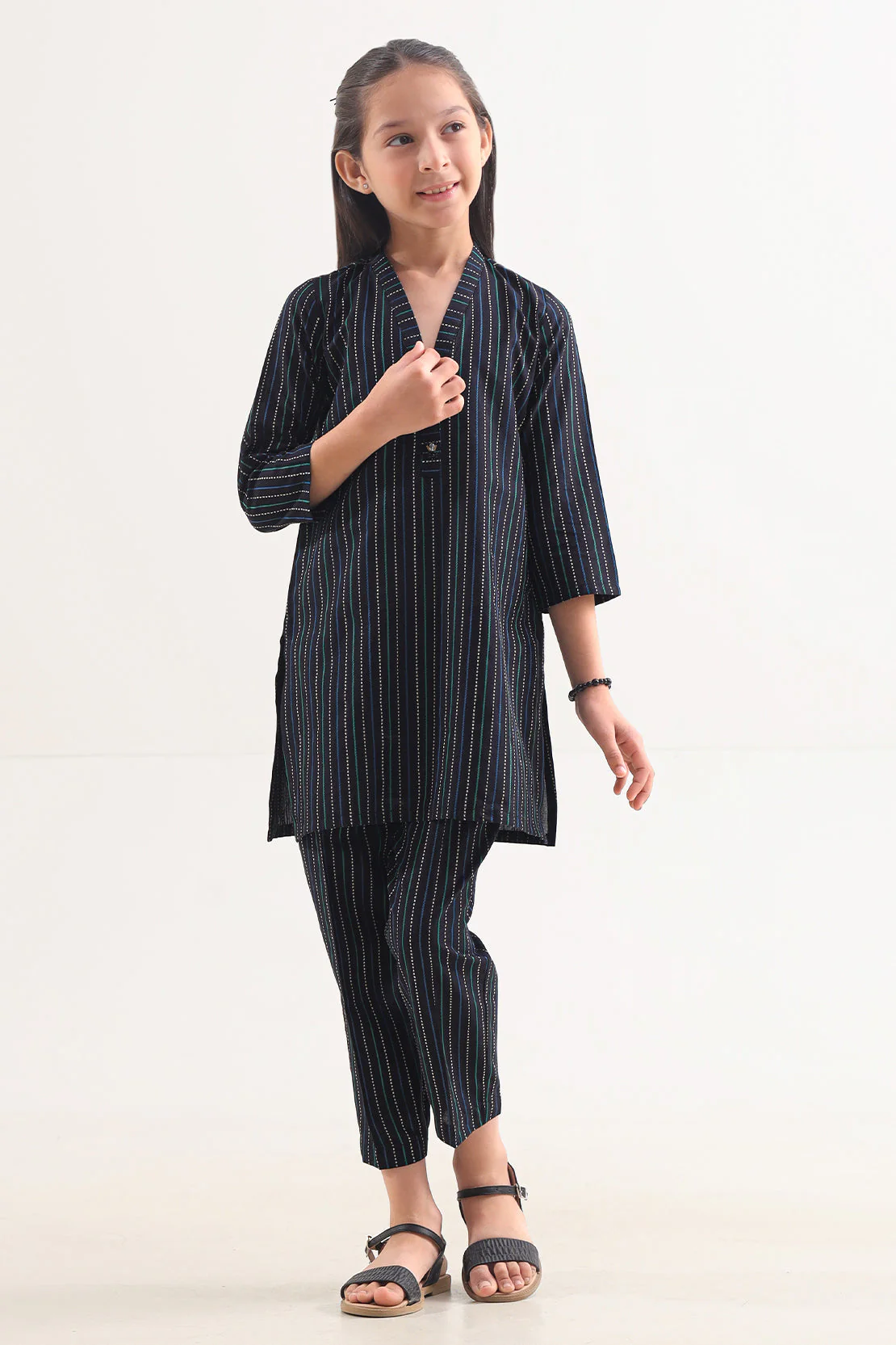 Stitched Cotton Jacquard Shirt/trouser For Kids - Image 3