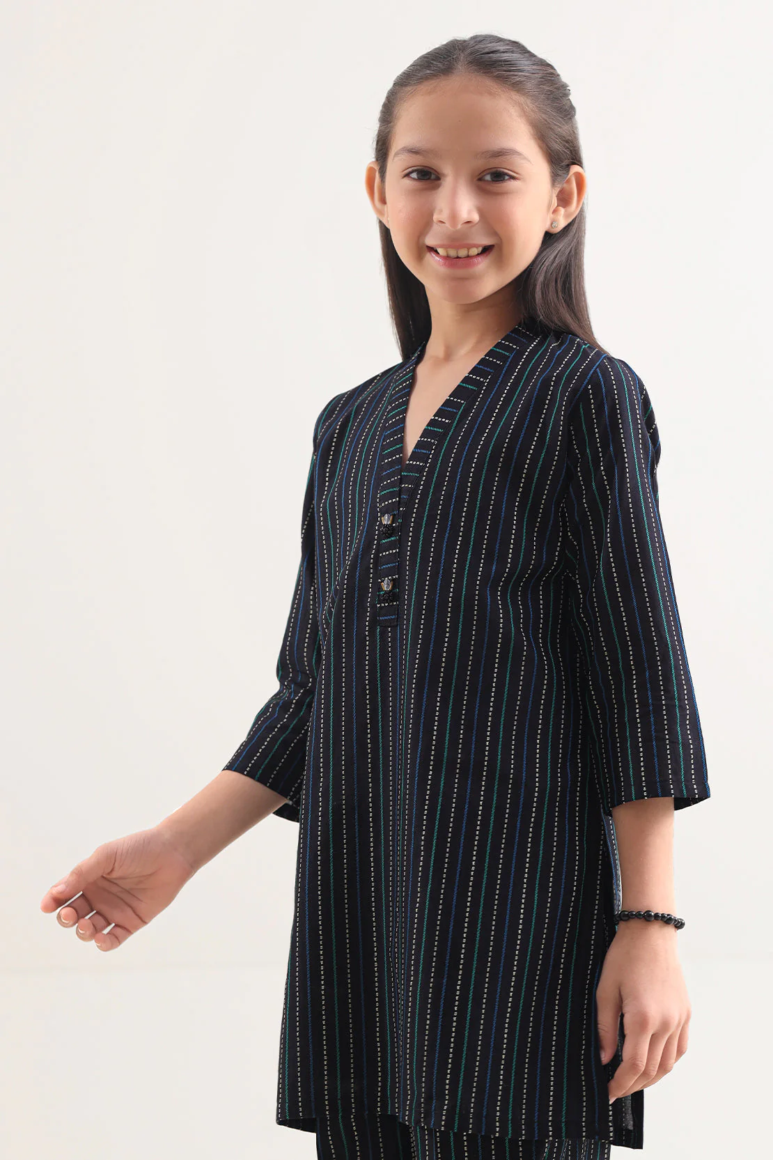 Stitched Cotton Jacquard Shirt/trouser For Kids - Image 4
