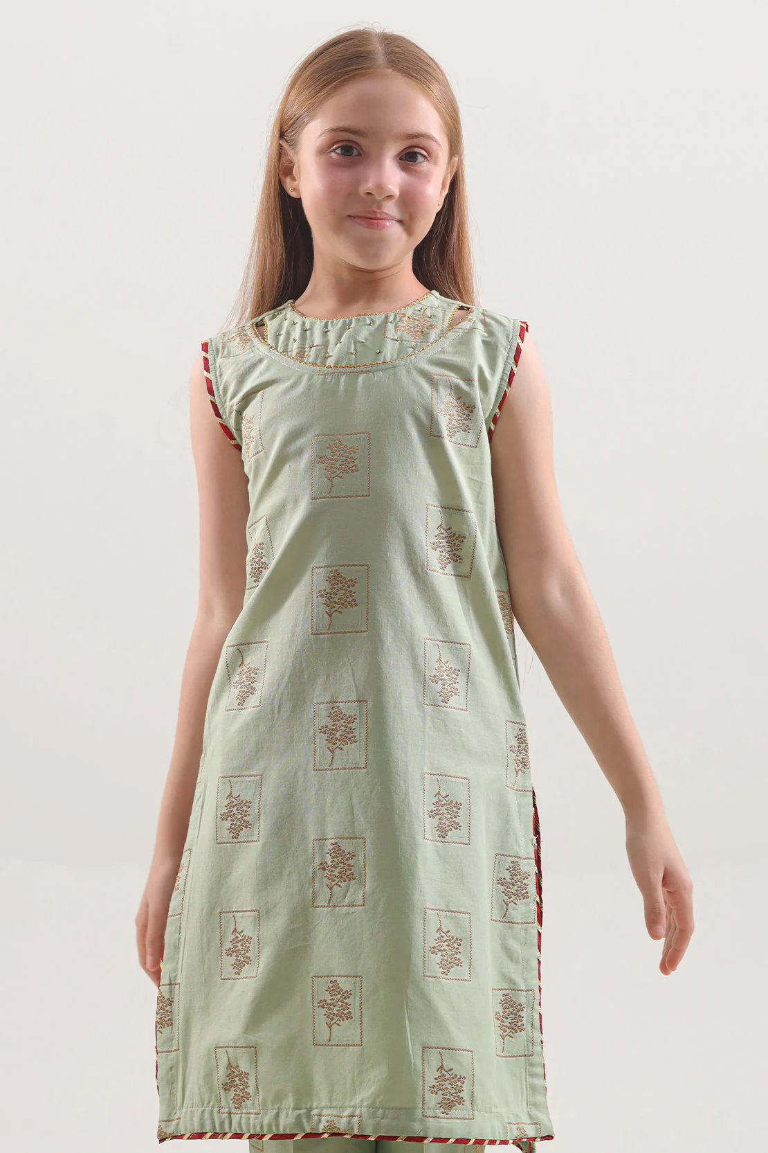 Stitched Cotton Jacquard Shirt/trouser For Kids - Image 3