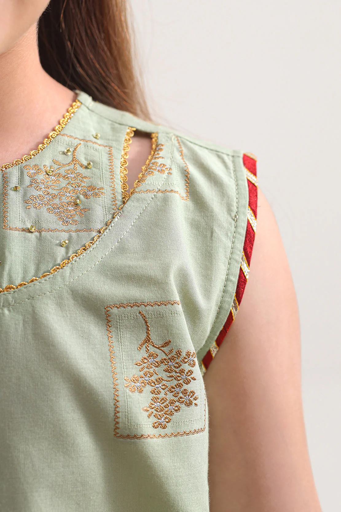 Stitched Cotton Jacquard Shirt/trouser For Kids - Image 5
