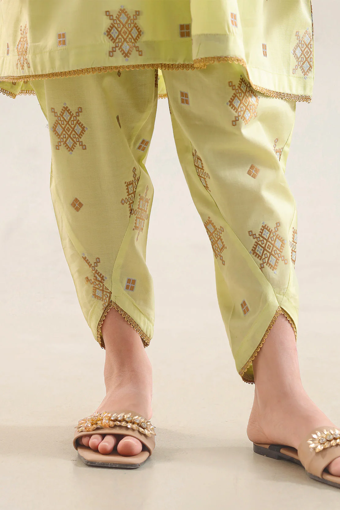 Stitched Cotton Jacquard Shirt/trouser For Kids - Image 6