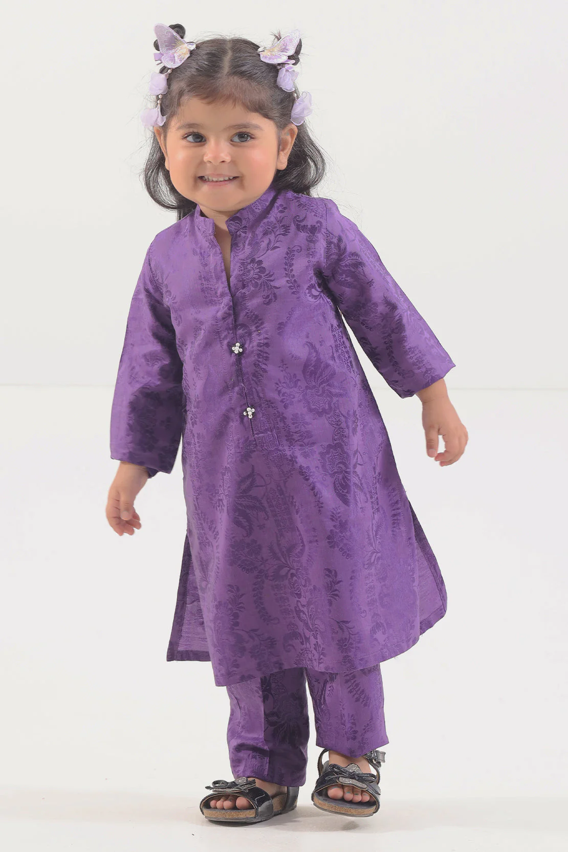 Stitched Cotton Jacquard Shirt/trouser For Kids - Image 2