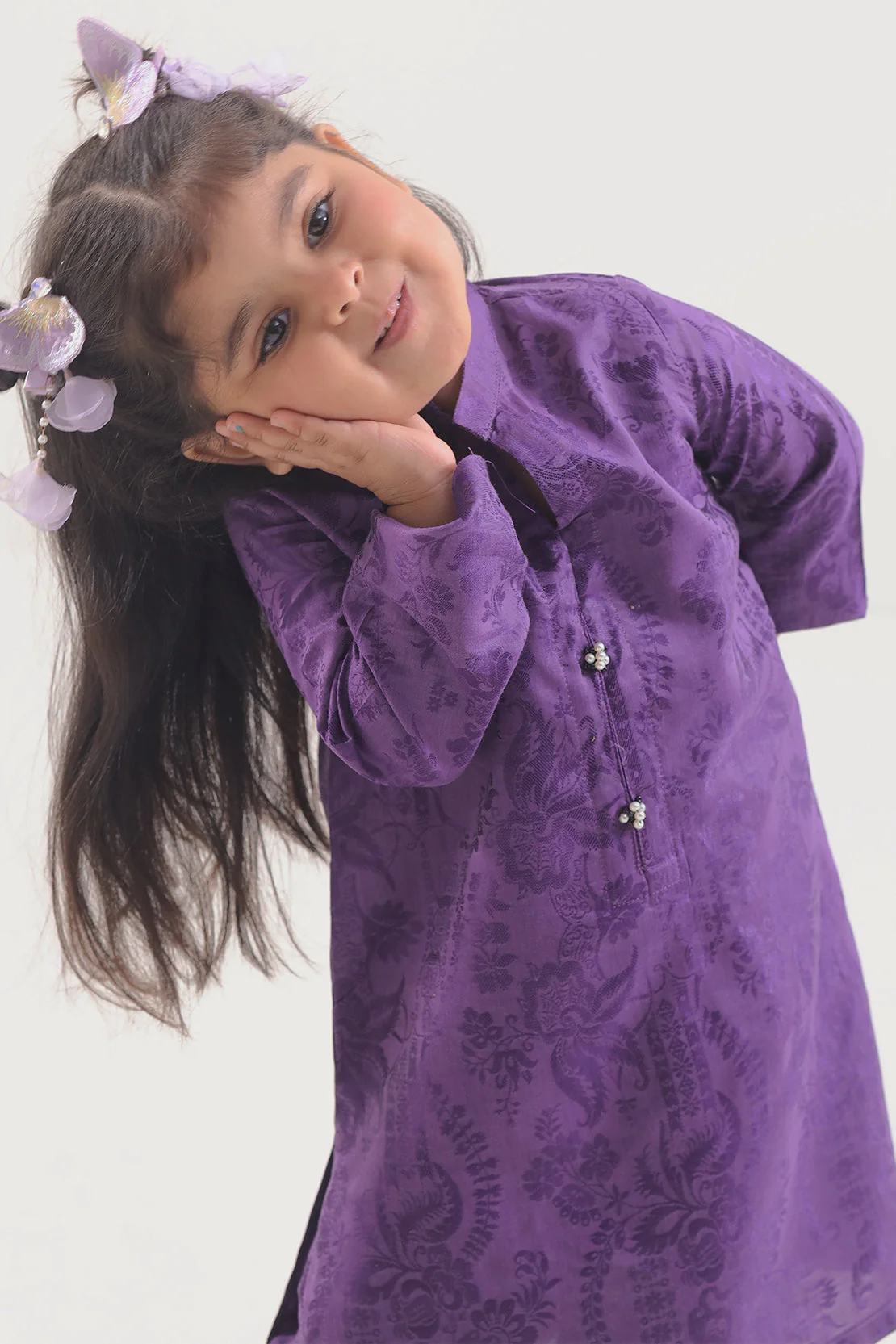 Stitched Cotton Jacquard Shirt/trouser For Kids - Image 3