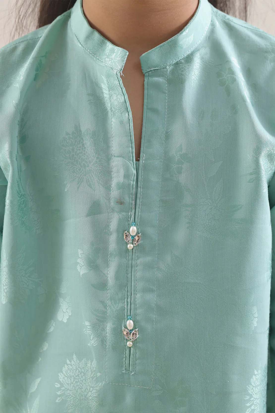 Stitched Cotton Jacquard Shirt/Trouser For Kids - Image 3