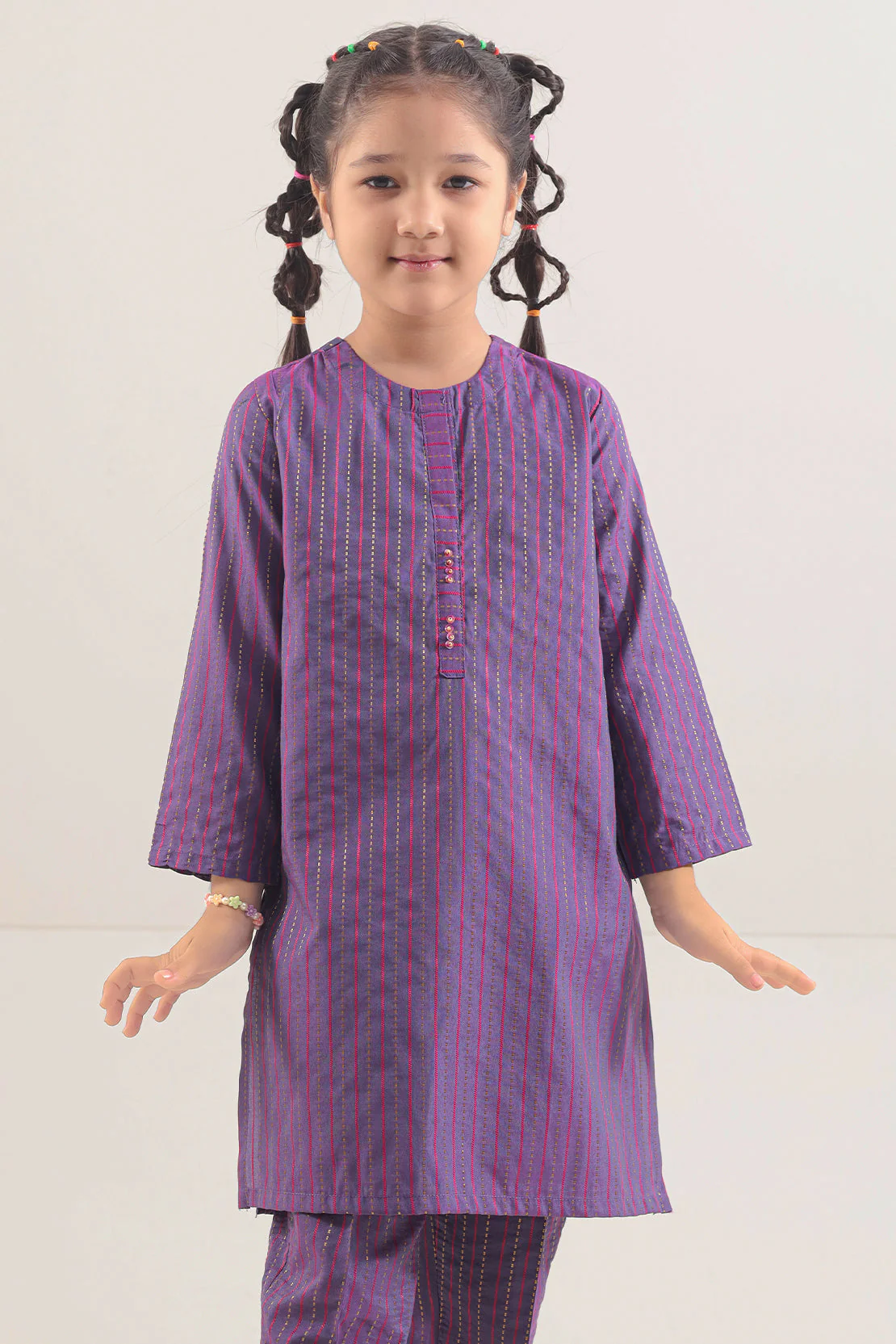 Stitched Cotton Jacquard Shirt/trouser For Kids - Image 2