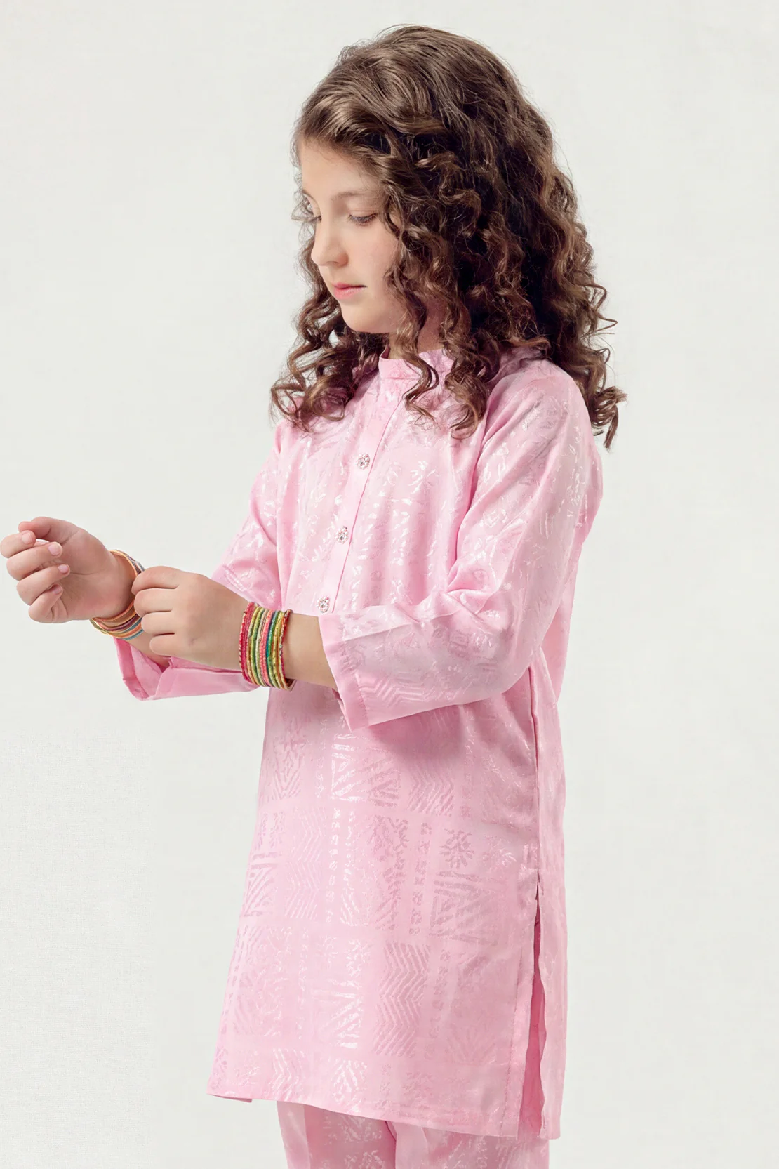Stitched Cotton Jacquard Shirt/trouser For Kids - Image 3