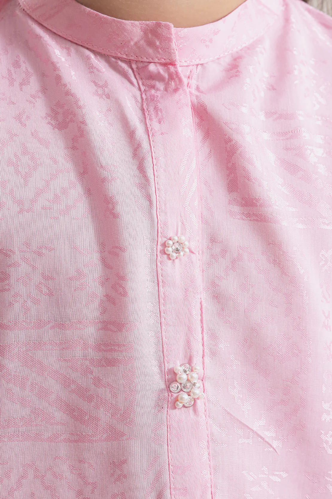 Stitched Cotton Jacquard Shirt/trouser For Kids - Image 4