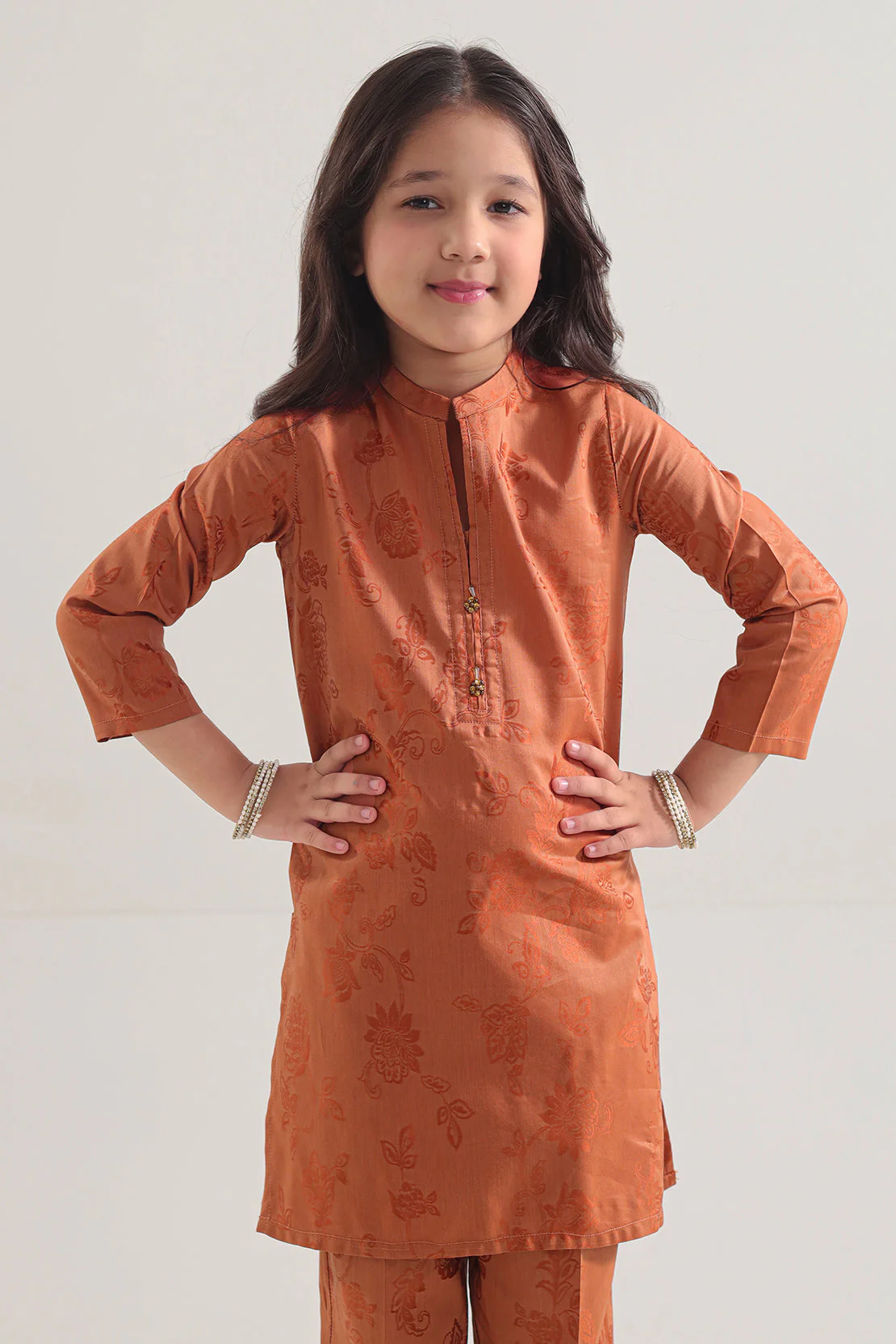 Stitched Cotton Jacquard Shirt/trouser For Kids - Image 2
