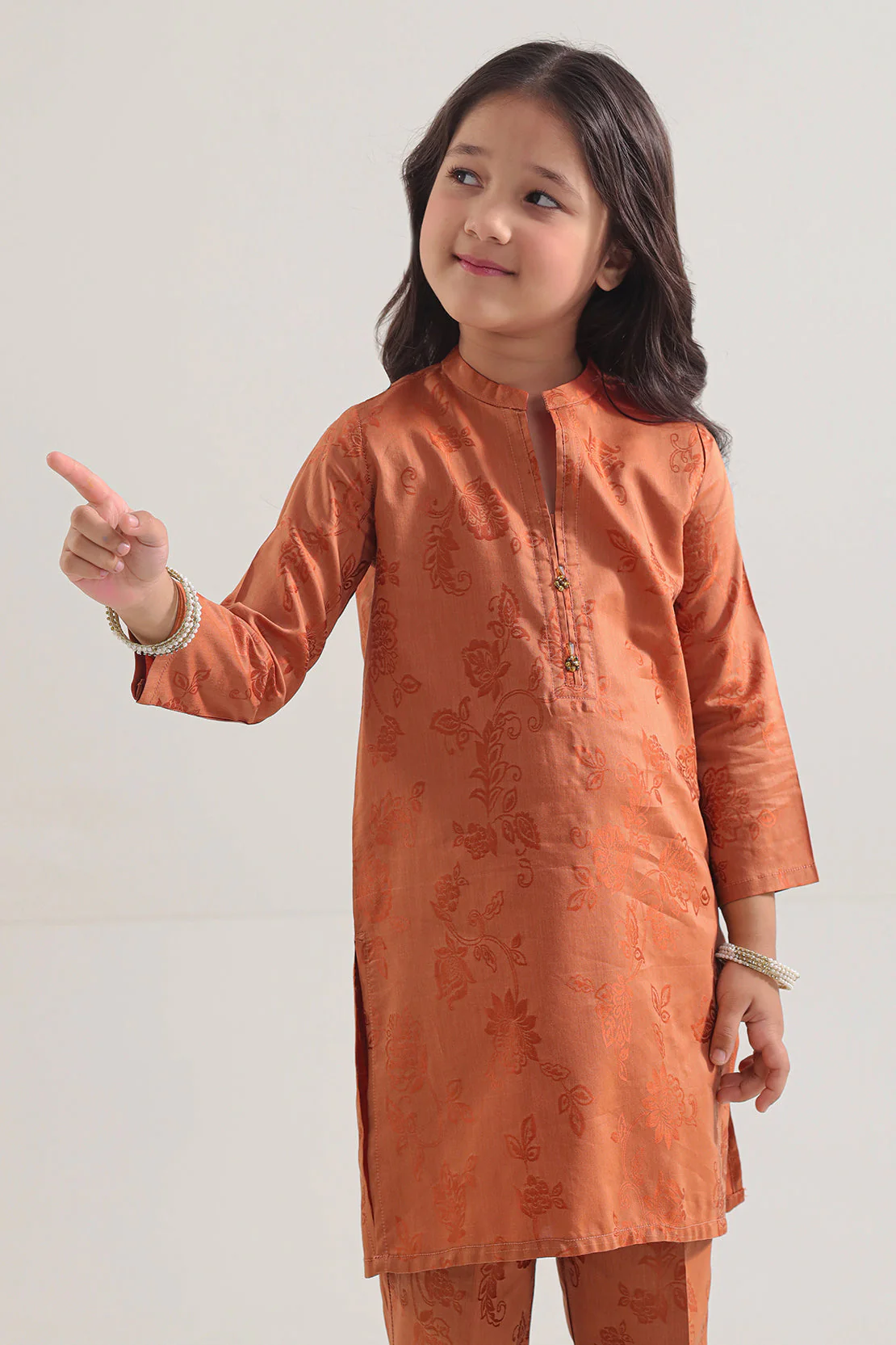 Stitched Cotton Jacquard Shirt/trouser For Kids - Image 3