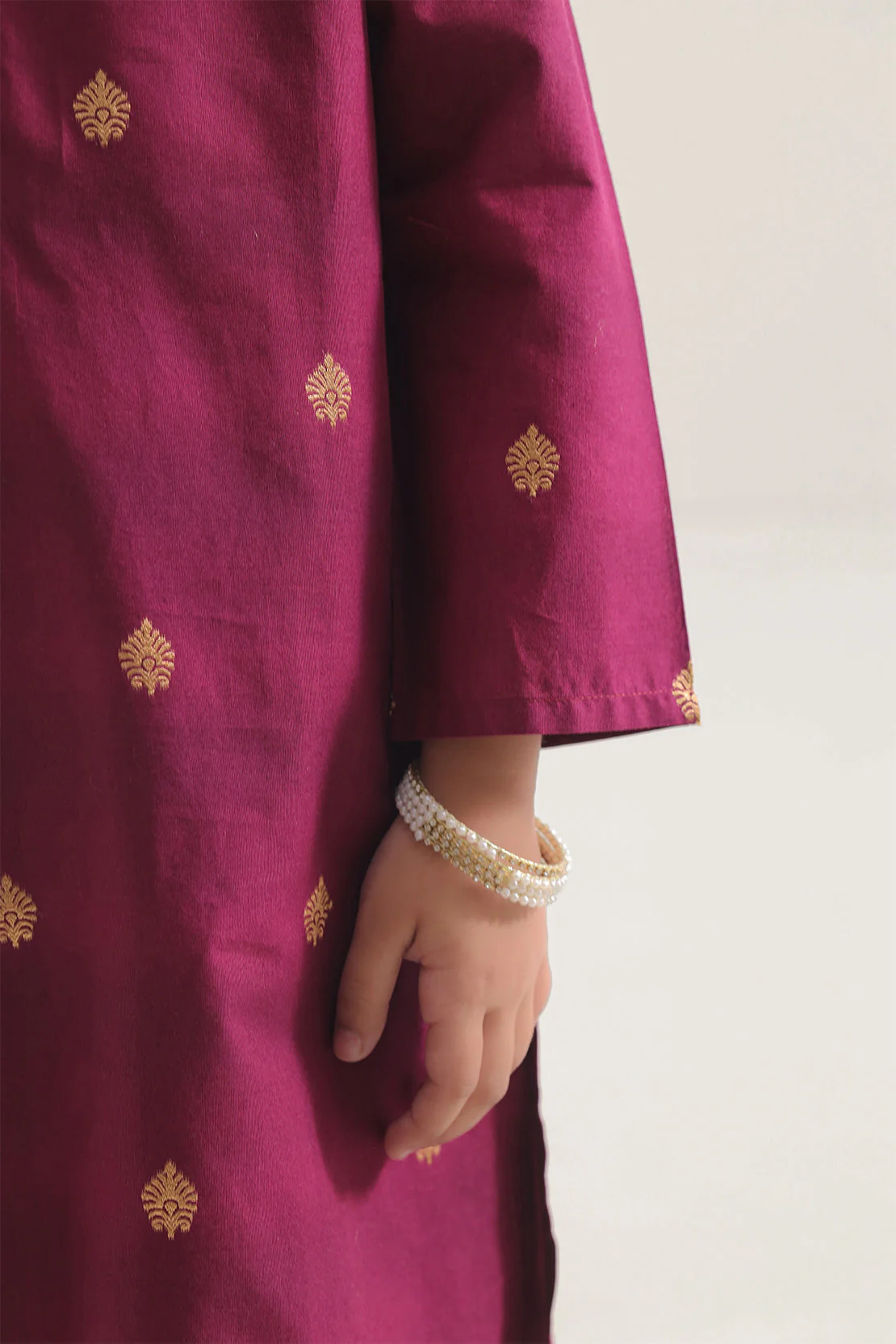 Stitched Cotton Jacquard Shirt/trouser For Kids - Image 5