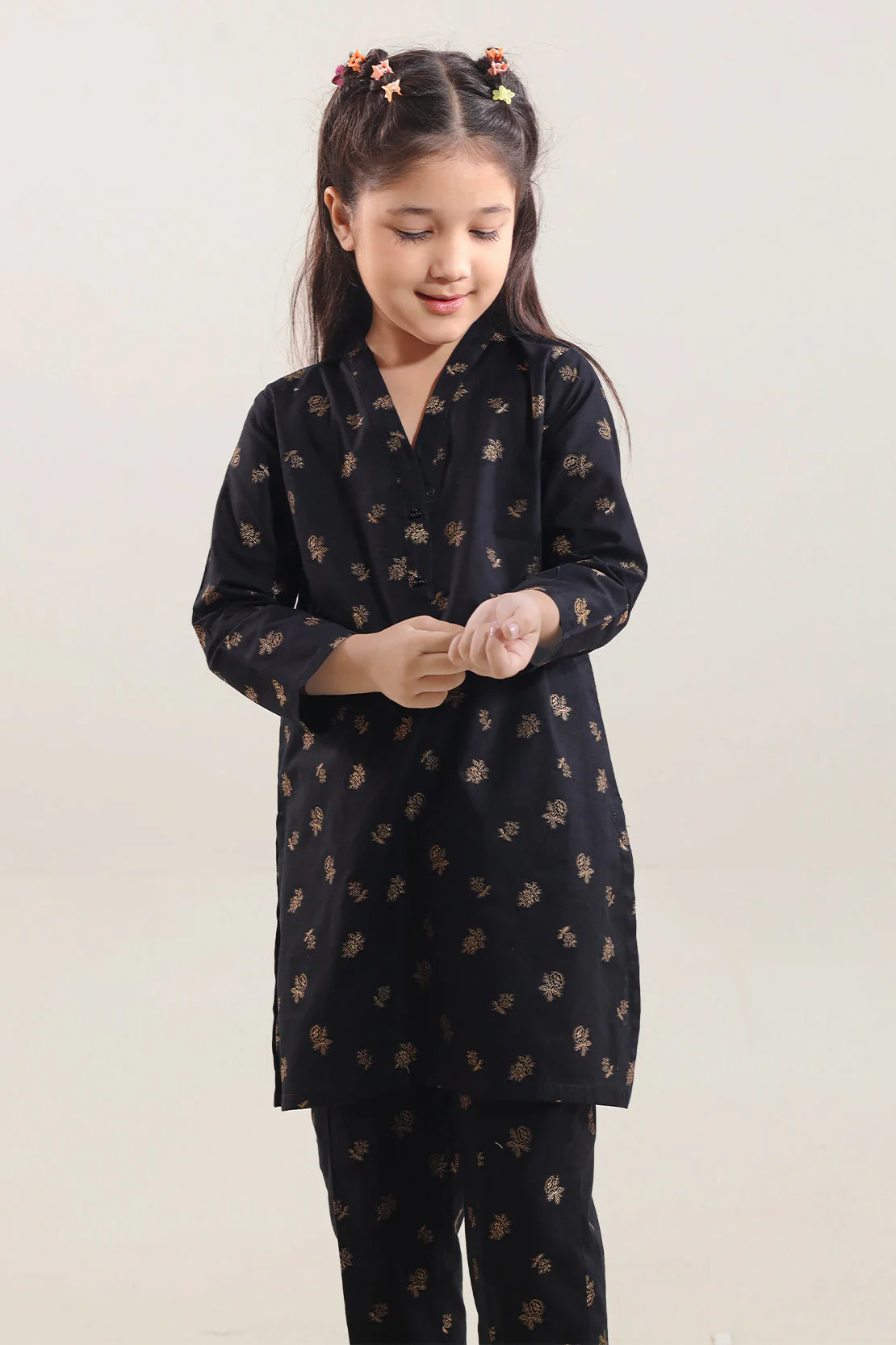 Stitched Cotton Jacquard Shirt/trouser For Kids - Image 2