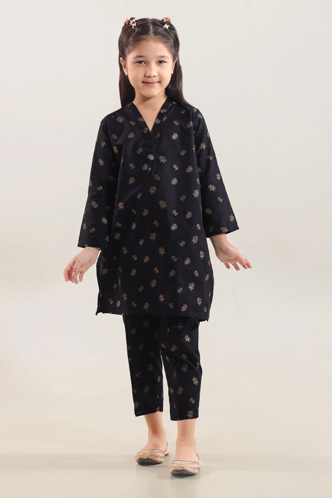 Stitched Cotton Jacquard Shirt/trouser For Kids - Image 3