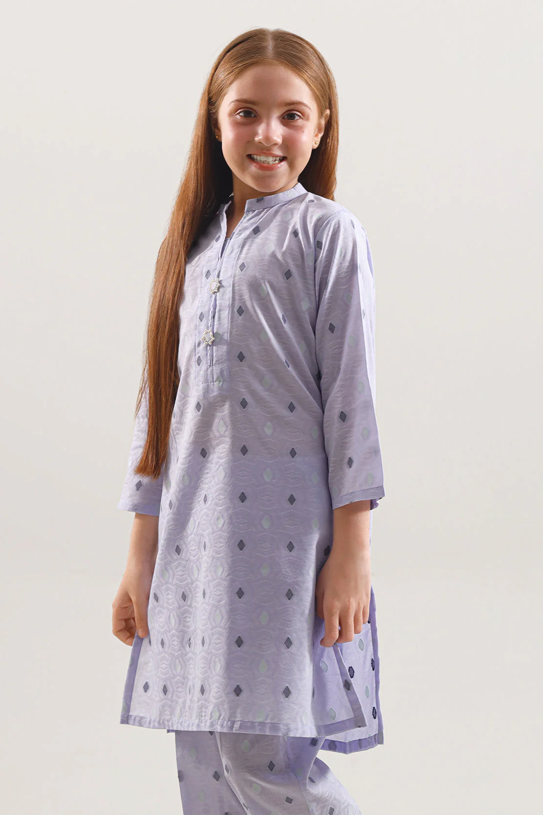 Stitched Cotton Jacquard Shirt/trouser For Kids - Image 3