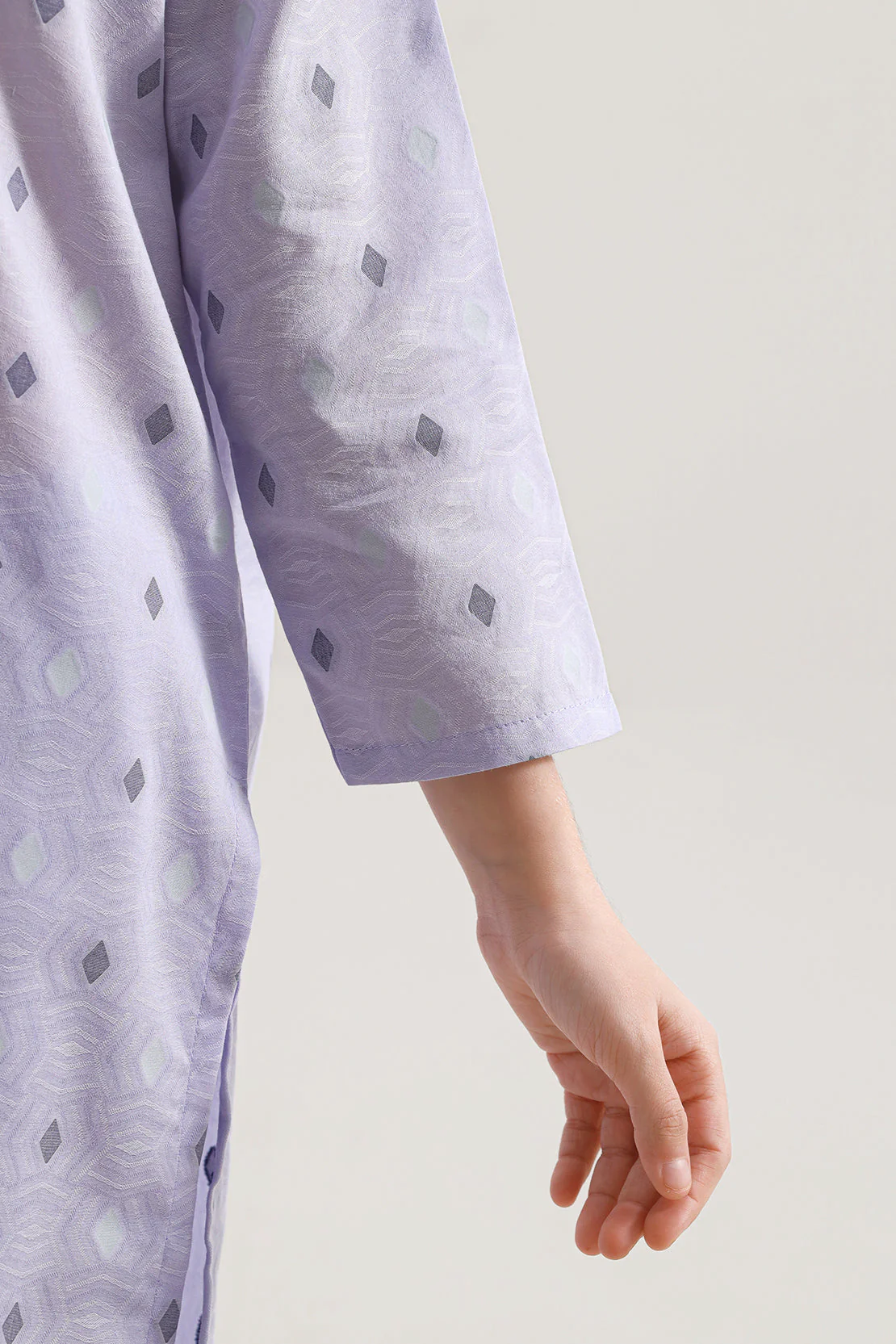 Stitched Cotton Jacquard Shirt/trouser For Kids - Image 5